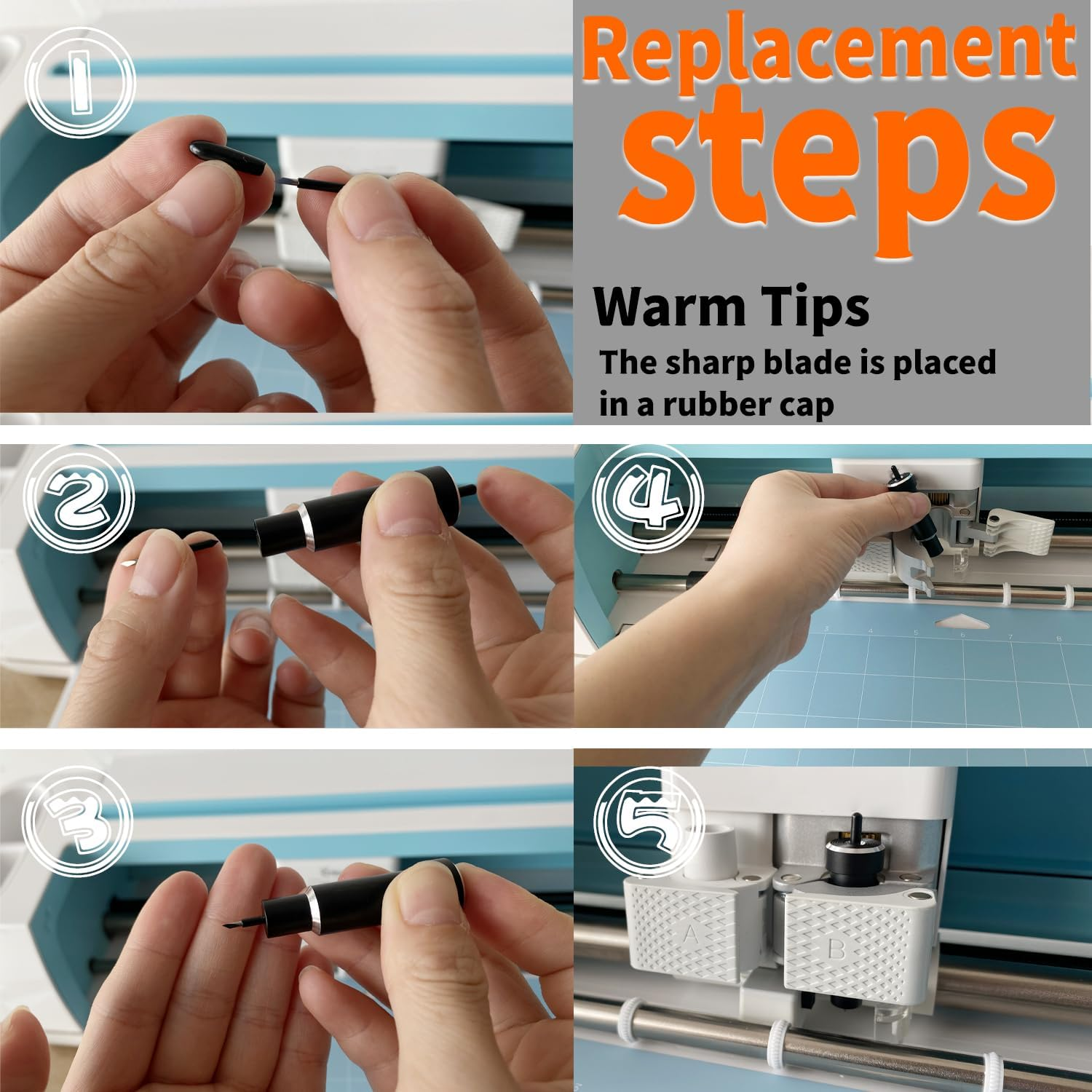 THANMAO 20PCS Premium Deep Cut Blade，Replacement Cutting Blades Compatible with Cricut Explore Air 2/Air 3/Explore 4/Maker/Maker 3/Maker 4 (Premium Deep Cut Blades) - 20 Pcs Deep Point Blade image number 6