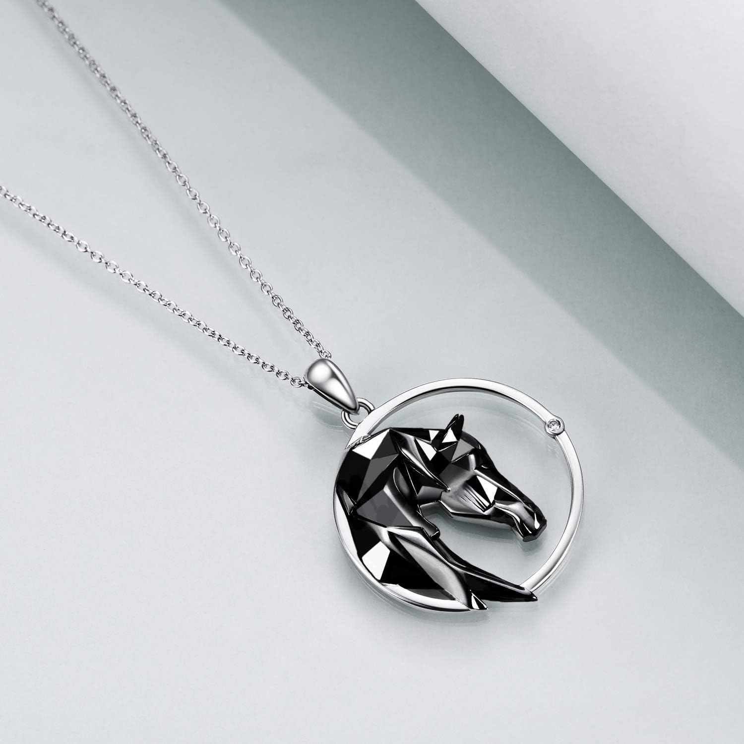 ONEFINITY Horse Necklace Sterling Silver Origami Horse Pendant Necklace for Women Jewelry image number 4