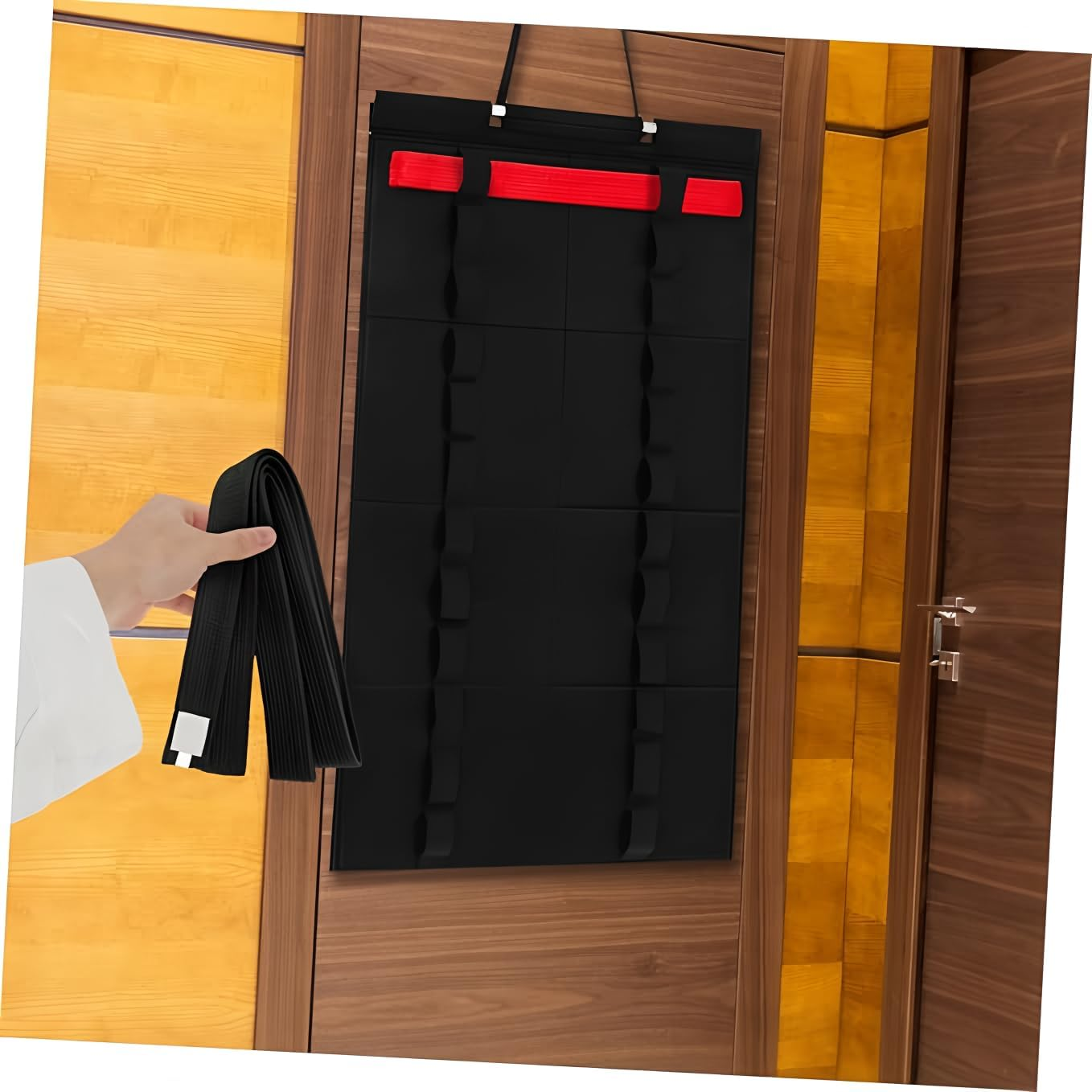 Belt Display Stand Karate Belt Hanger Taekwondo Belt Display Belt Display for Karate Belts Taekwondo Belt Holder Belt Display Rack Karate Belt Display Felt Black 1Pcs image number 5