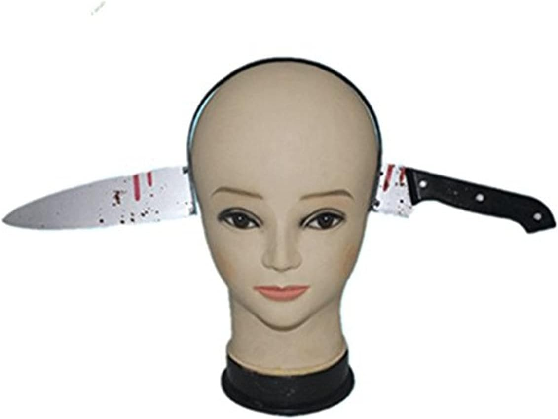 Sweenaly Knife Headband Bloody Cleaver Headband Bloody Horror Props Fanny Accessory Halloween Cosplay（Fruit Knife）