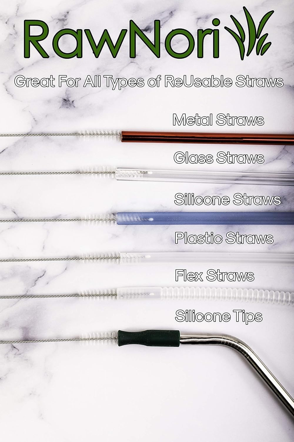 LYMI 2 Qty Drink Straw Cleaning Brush - Bristle Cleaner for Stainless Steel Drinking Straws image number 2