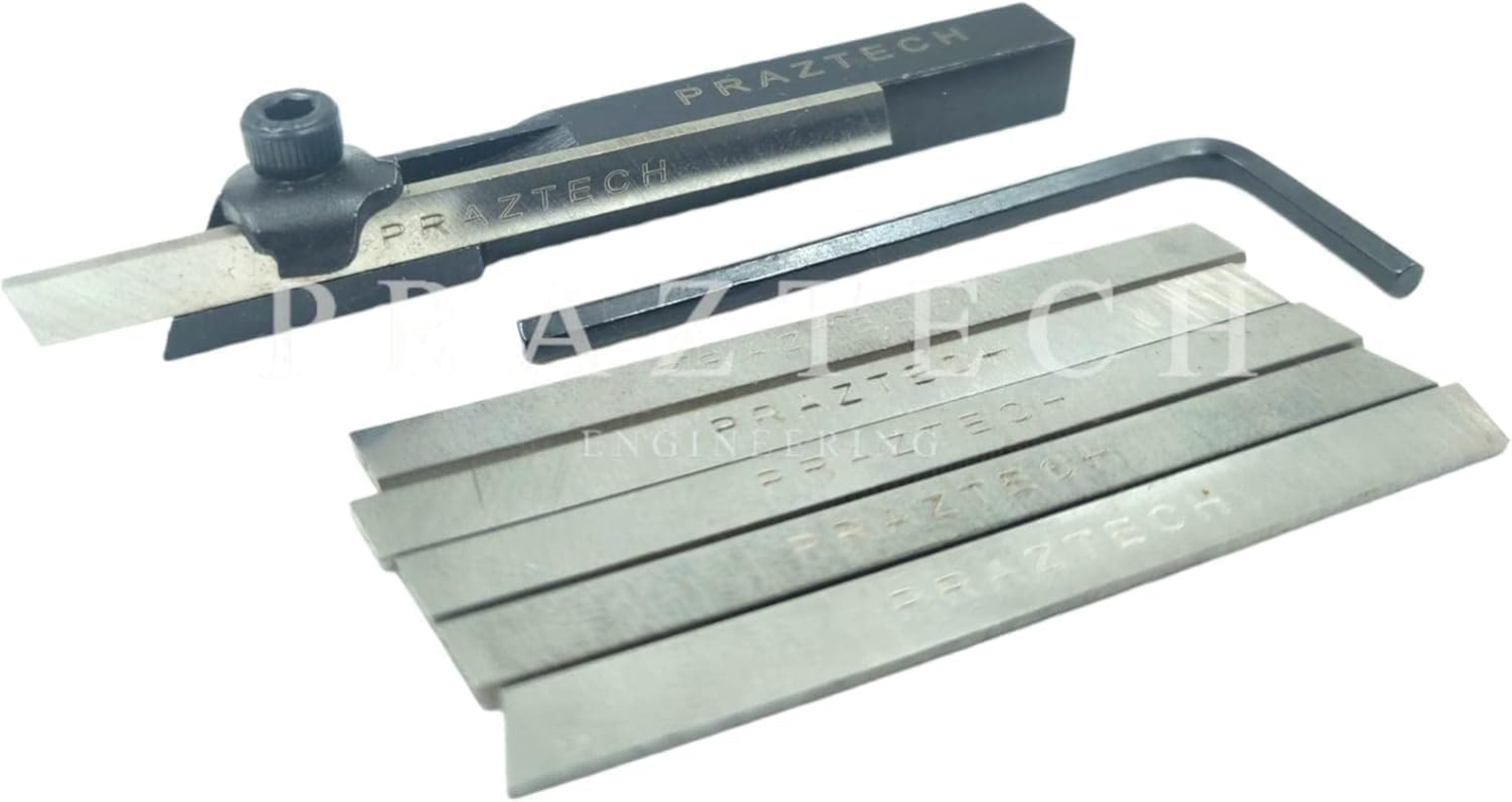 PRAZTECH&reg; Mini Lathe Cut off 8Mm Holder Square Parting Tool + 6 HSS Blade + Key | Factory | Premium Quality Power & Hand Tool | Lathe Parts & Accessories | Tools for Industrial & Mechanical Use | DIY image number 5