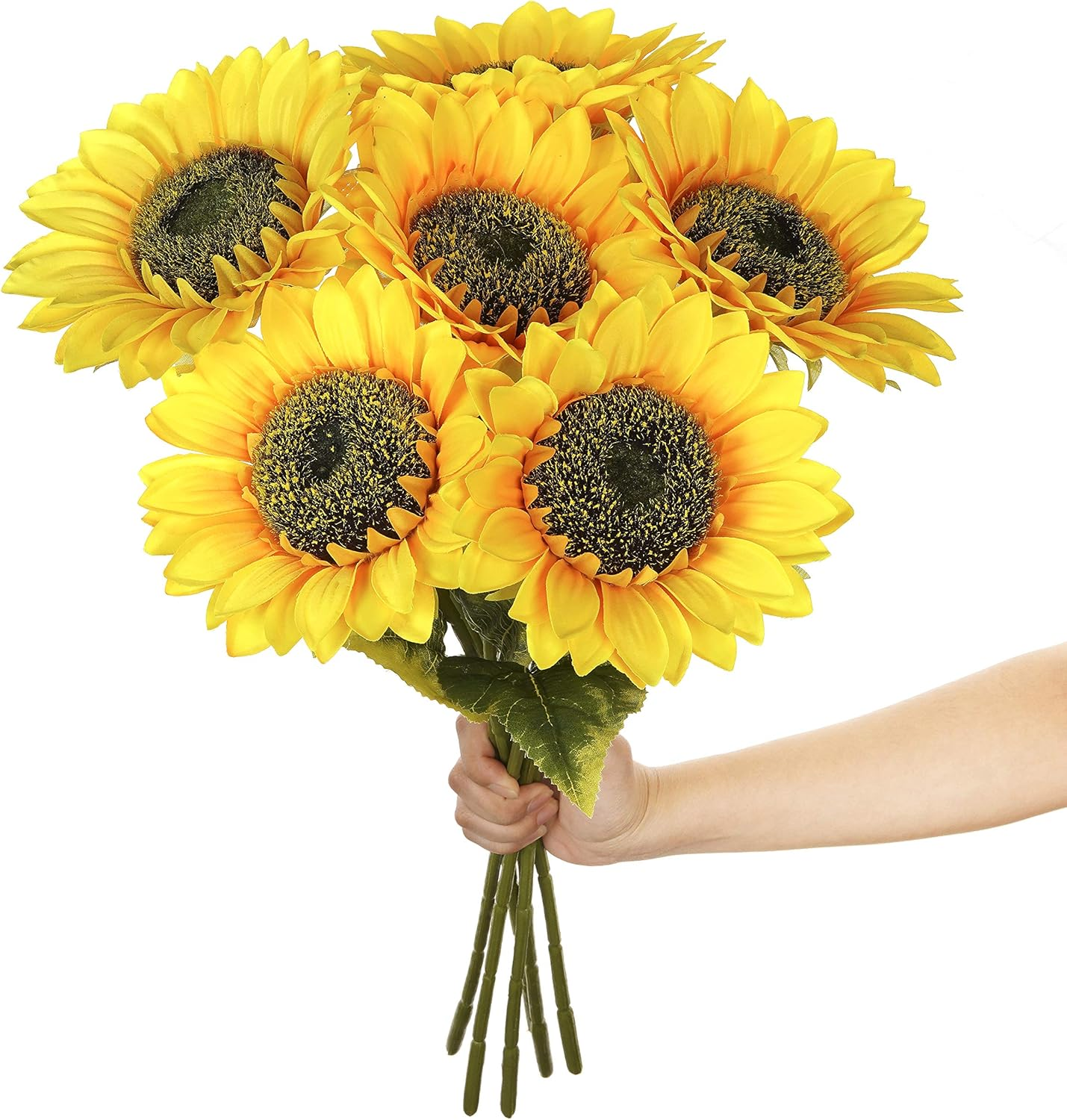 Paras Artificial Silk Sunflowers 6 Pcs Long Stem Fake Sunflowers Bouquet Large Sunflowers Decor for Home Hotel Office Wedding Party Garden