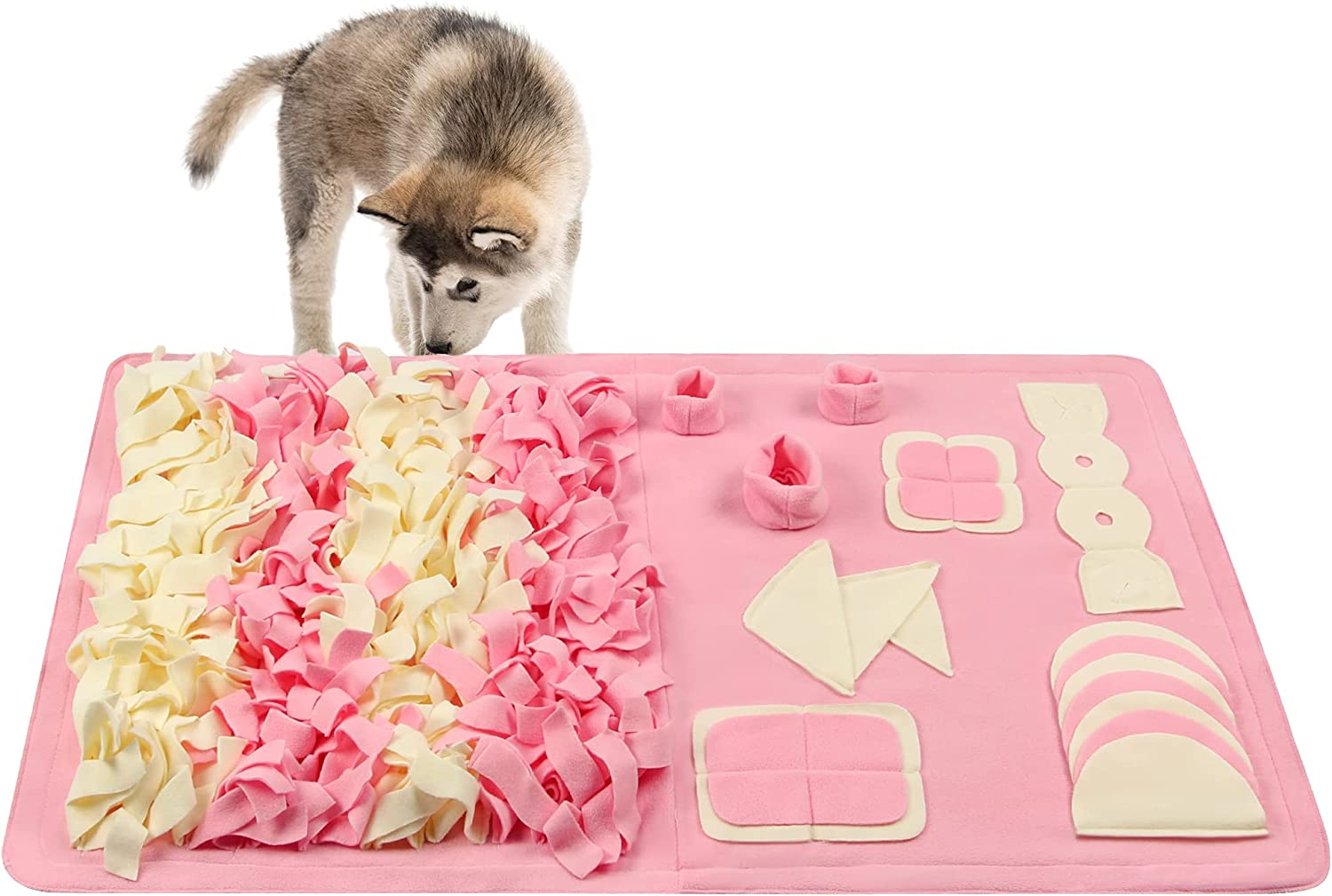 Stellaire Chern Snuffle Mat for Small Large Dogs Nosework Feeding Mat (23.6" X 39.4") Easy to Fill and Machine Washable Training Mats Pet Activity/Toy/Play Mat, Great for Stress Release - M & Pink image number 6