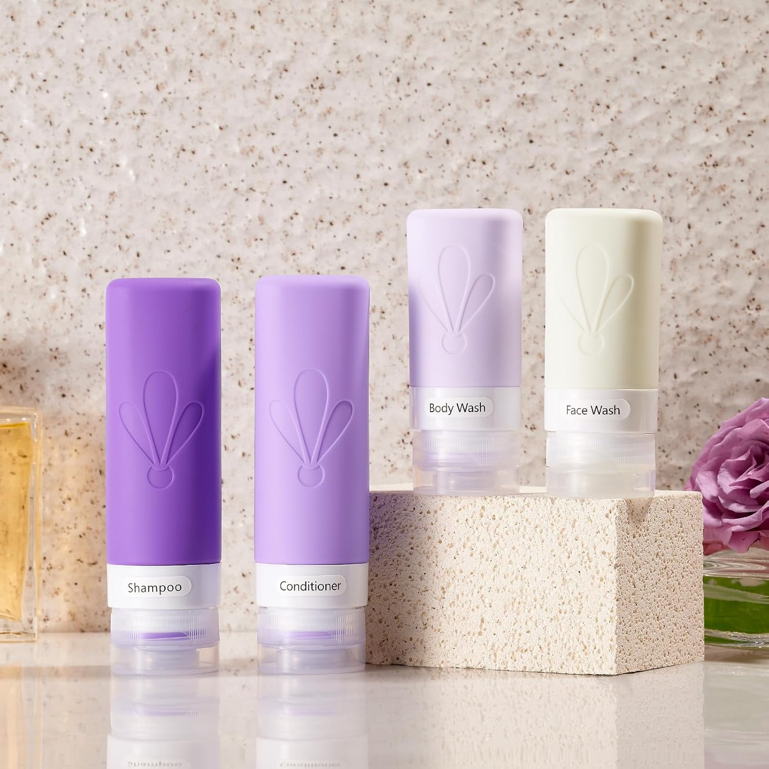 INSFIT 17 Pack Travel Bottles for Toiletries, TSA Approved 90Ml Travel Size Containers, BPA Free Leak Proof Squeezable Silicone Tubes for Shampoo Conditioner Lotion Soap with Labels