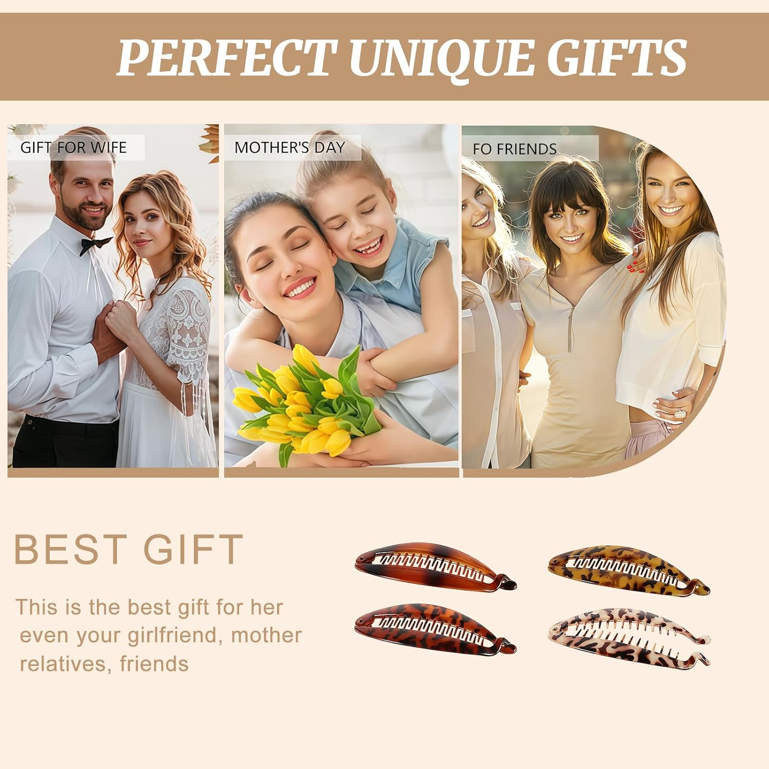 Xanthelle Banana Clip, Pack of 4 Large Banana Clip Hair, Flexible Banana Hair Clip for Women, Classic Hair Clip Banana for Thick & Thin Hair Styling image number 2