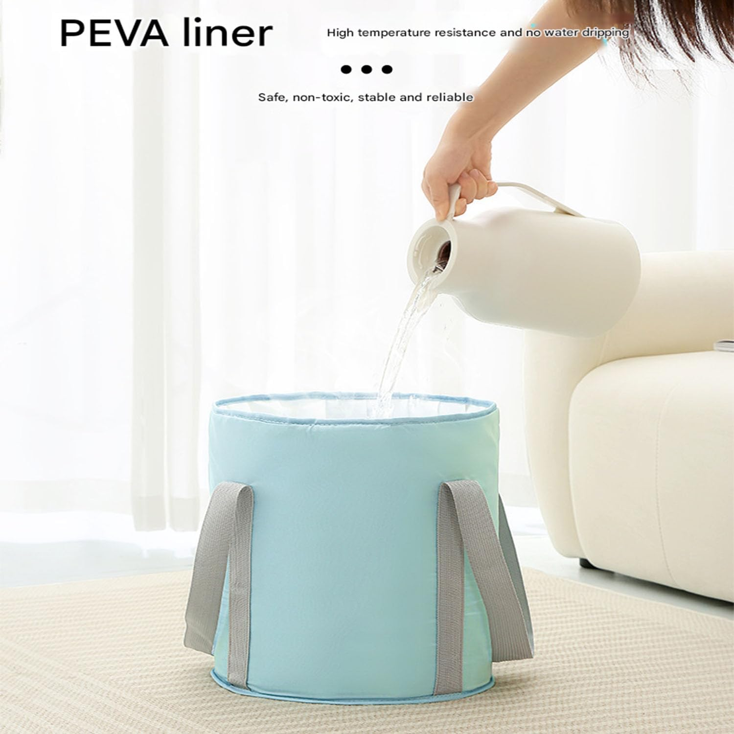 Large Collapsible Foot Bath Tub Portable Foldable Foot Soaking Basin with Handles & Thermal Insulation &ndash; Leakproof Travel Foot Spa Bucket for Home, Camping, Pedicure & Outdoor Use image number 5