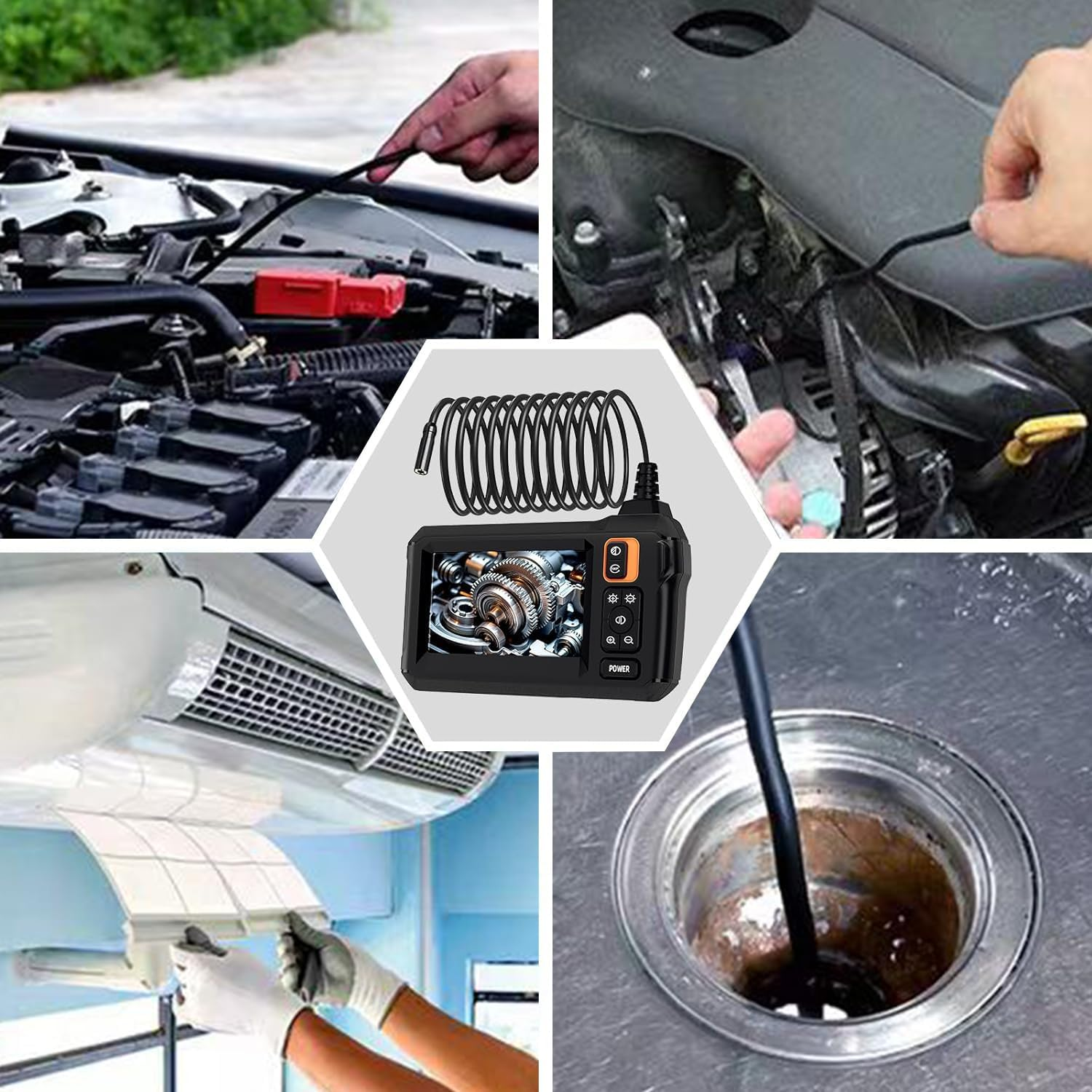 Congeowe Endoscope Camera with 4.3" IPS Digital Zoom Screen, 1920X1080P HD Inspection Camera with Light, Boscope with 5M Cable, IP67 Waterproof Endoscope for Automotive Repair, No App/Wifi Required image number 5