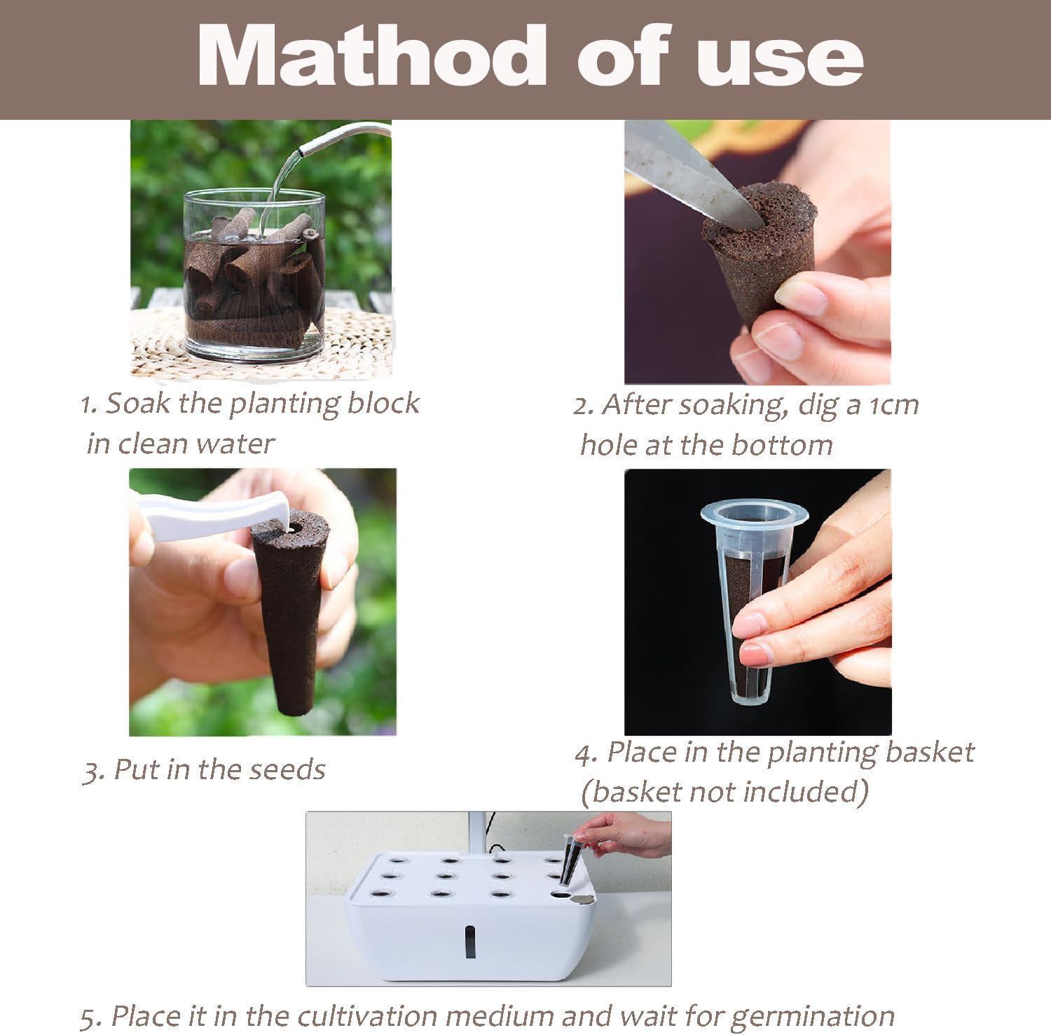 Wzenclave 50 Pack Grow Sponges Hydroponic Planting Block Planting Basket Seedling Block Planting Sponge Soilless Planting Basket Plant Growing Plugs Sponges for Indoor Hydroponic Plants Growth image number 2