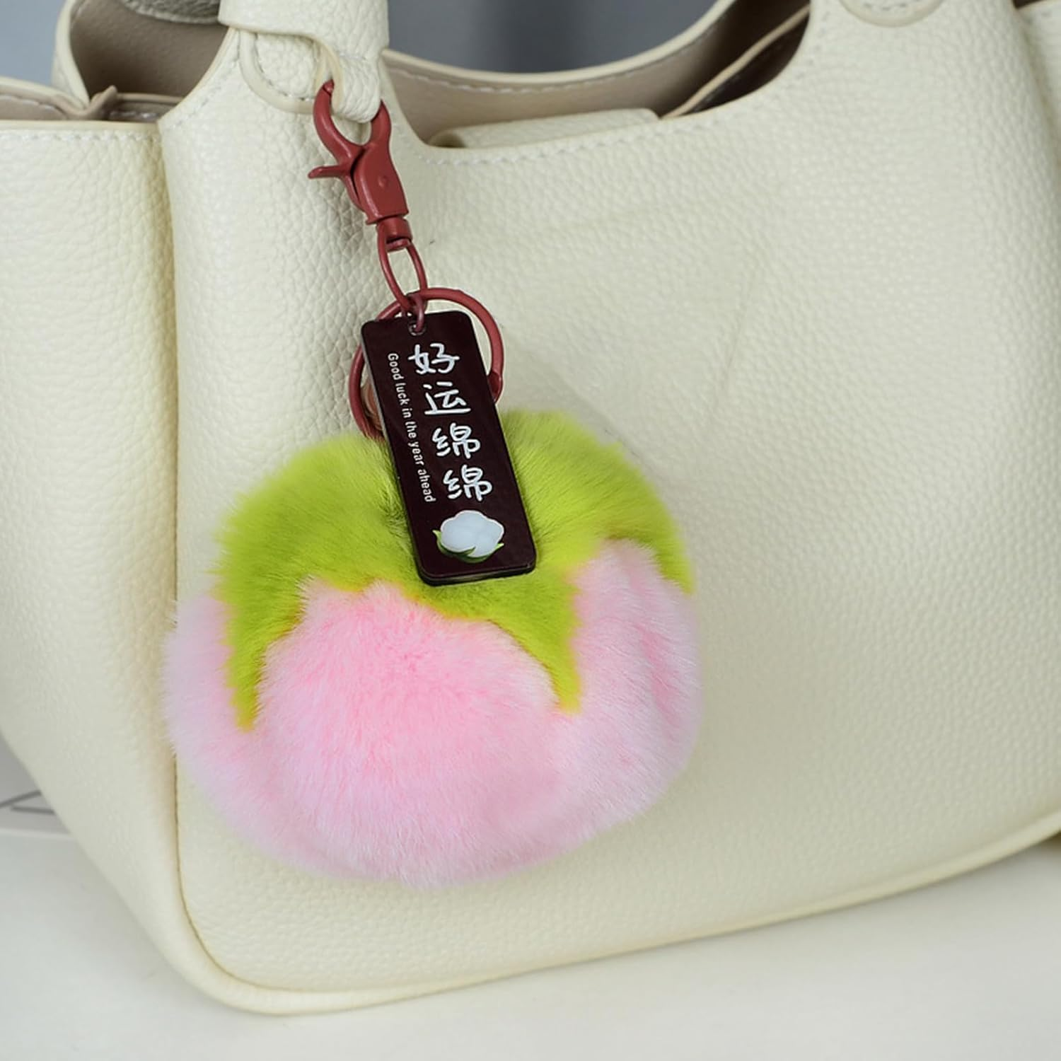 [Xinsheinelry] 2. Ultra Soft Simulated Hair Key Ring Lightweight Design Bag Decoration for Metal Clasp for Premium Keychain Outdoor and Gift - Color 3 image number 2