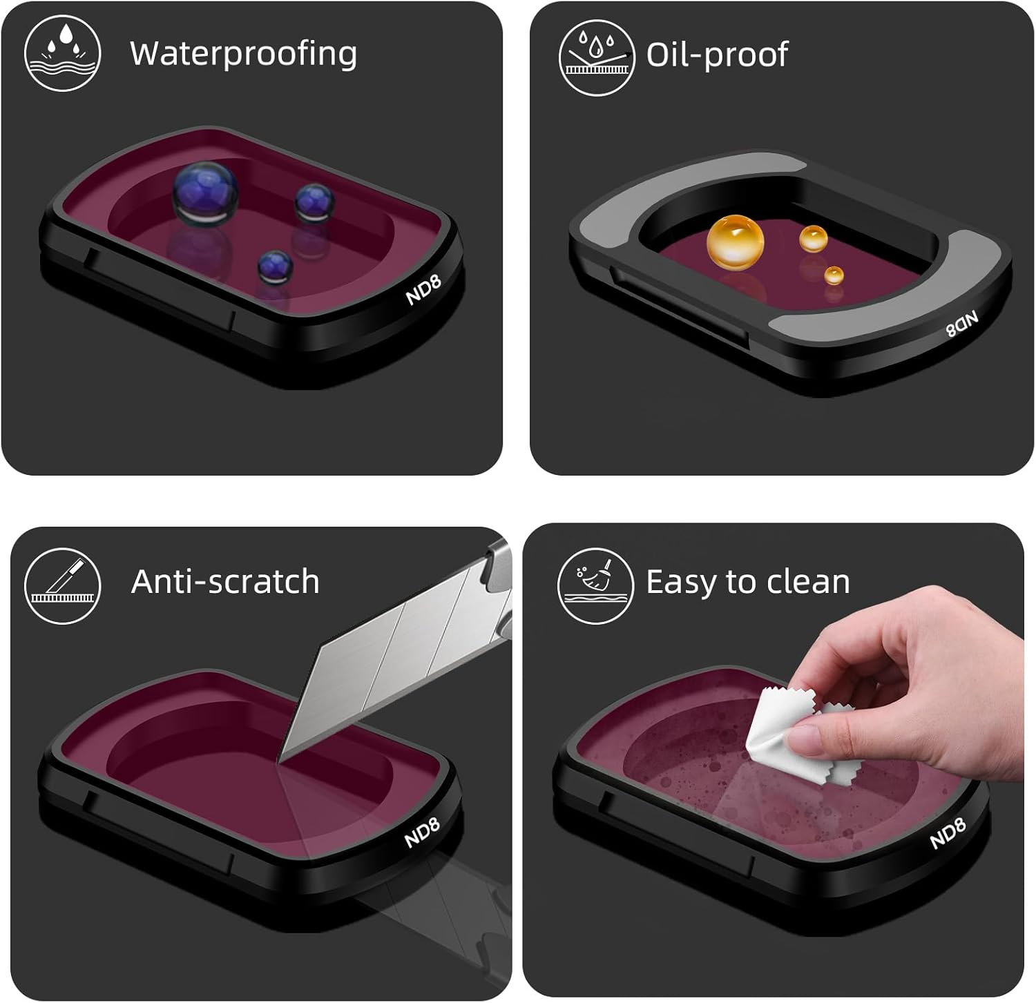 BRDRC Pocket 3 ND Filters Set, 6 Pack - CPL ND4 ND8 ND16 ND32 ND64 Lens Filter for DJI Osmo Pocket 3 Creator Combo Camera Accessories - Can Be Stacked image number 3