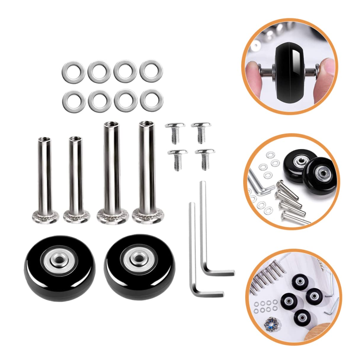 CLISPEED 2Sets Rubber Wheels Luggage Replacement Suitcase Wheels Practical Caster for Travel Luggage Bags Easy Repair Parts image number 3