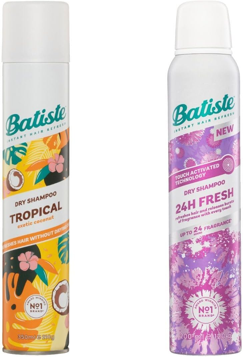 Batiste Summer Vibes Dry Shampoo Collection - 1X Batiste Tropical 200Ml + 1X Batiste 24H Fresh 200Ml