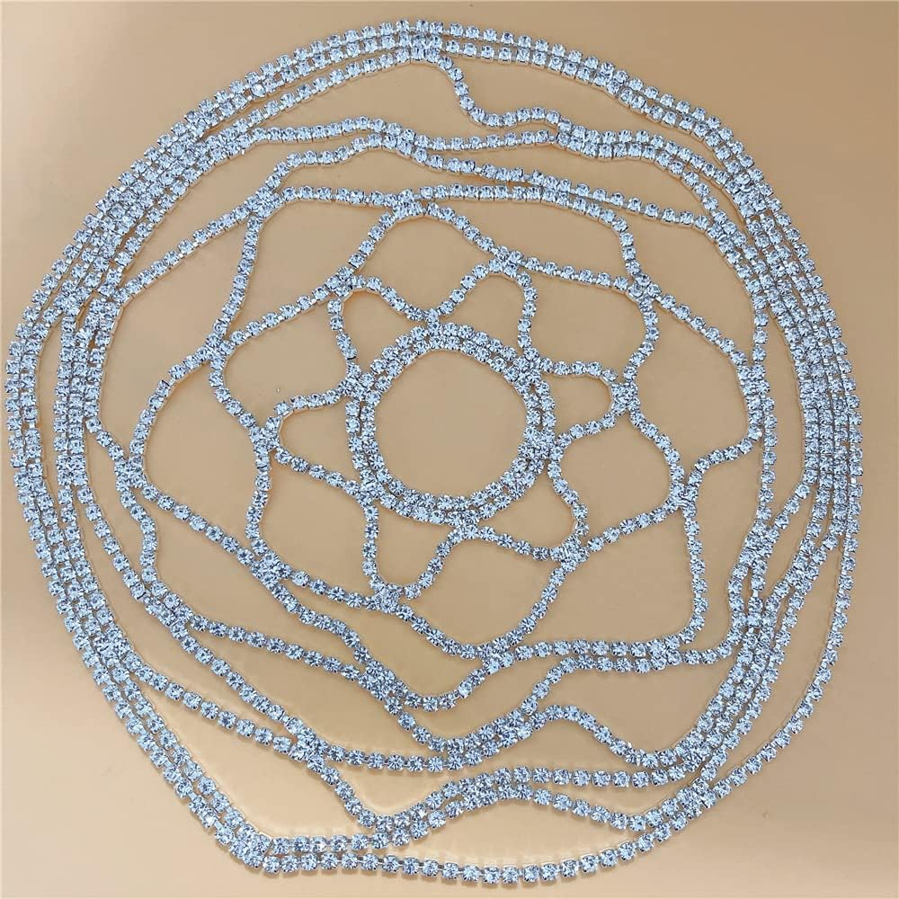 Rhinestone Mesh Headpiece Cap Silver Roaring 20S Crystal Flapper Head Chain for Women Girls, Head Jewelry Art Deco Bridal Party Hair Accessories image number 6