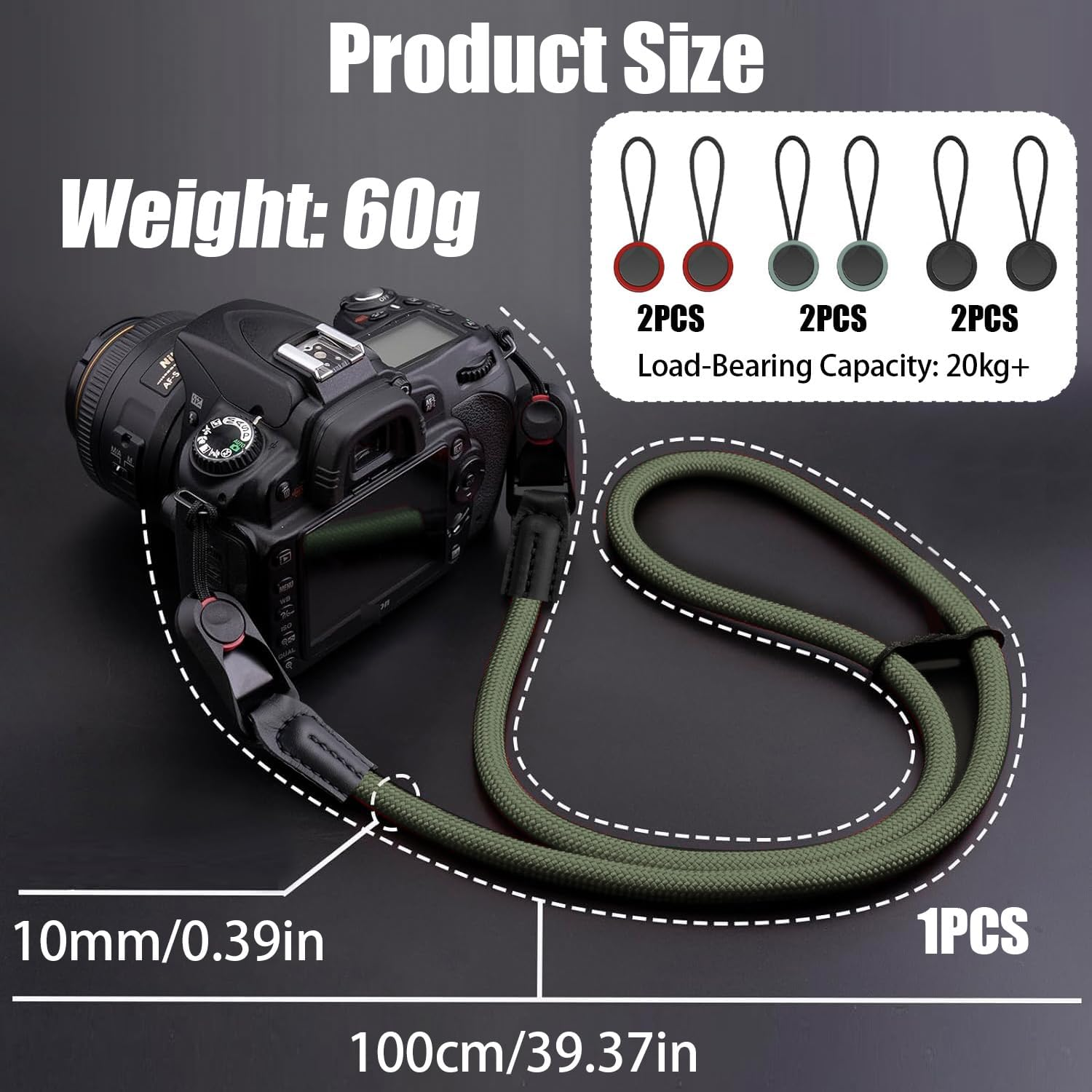 QMLING Camera Strap Quick Release, Climbing Rope Camera Strap, Camera Neck Shoulder Strap for SLR DSLR Digital Mirrorless Camera image number 3