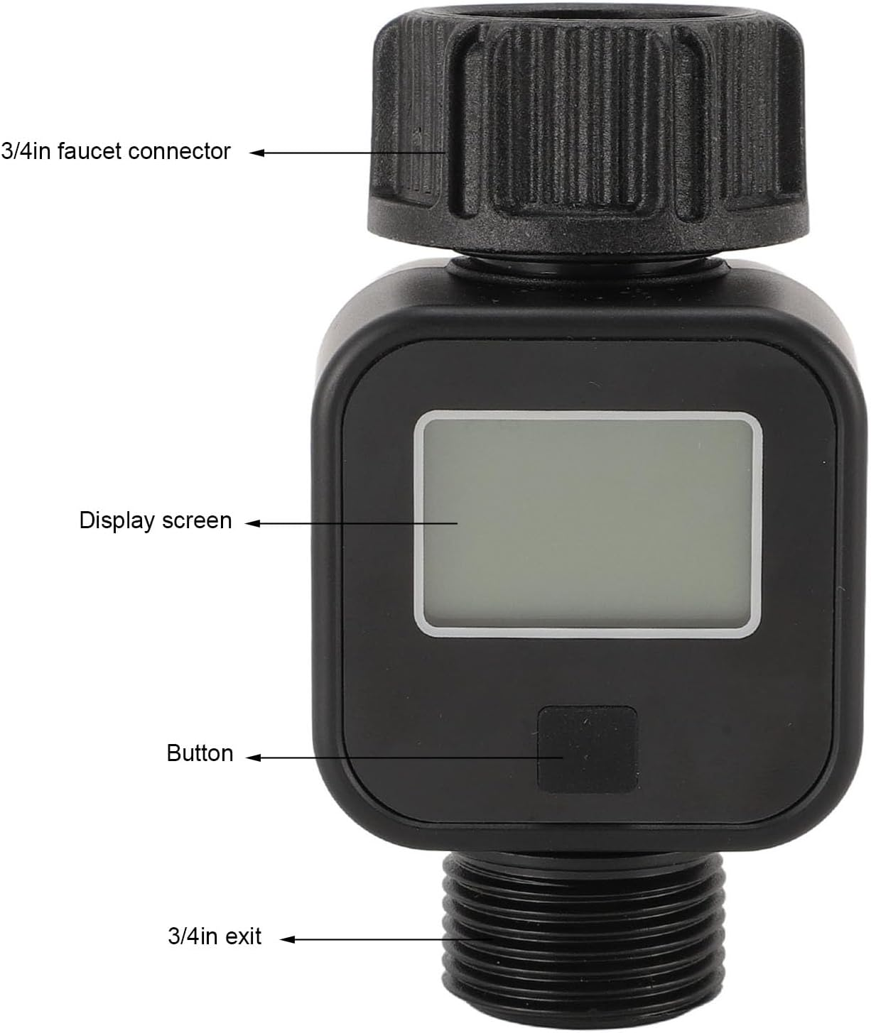 LCD Water Meter, Nozzle Sprayer Meter with Large Screen Display, 3/4 Inch Standard Faucet, Water Meter for Garden Hose image number 2