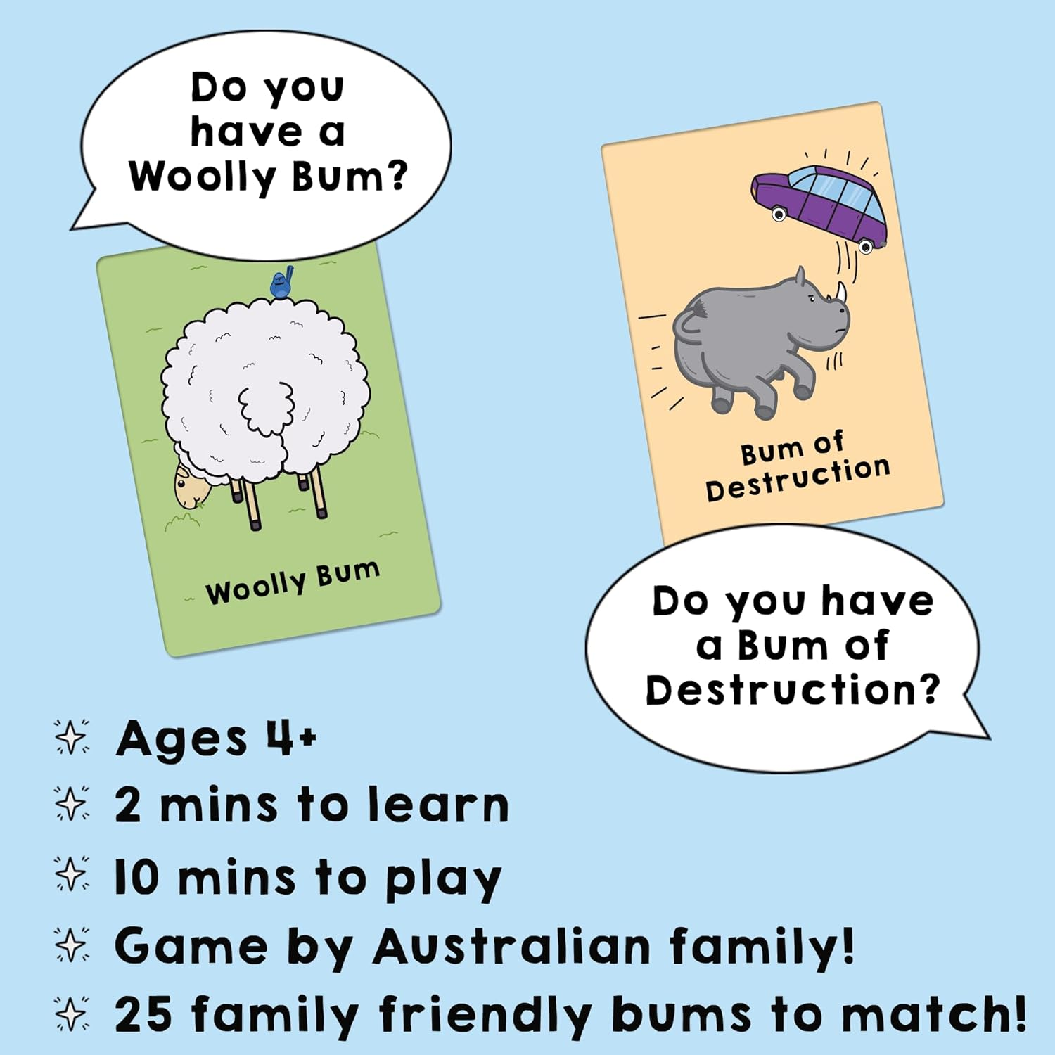 Go Bum Animals Edition | Ages 4 and Up! | Go Bum Animals Is the Cheeky Version of Go Fish Where You Match Animal Bums | 2-7 Players | 10 Mins image number 1