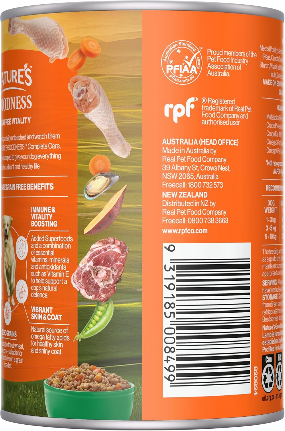 Nature'S Goodness Complete Care Adult Wet Dog Food, Lamb 12X400G - Grain Free Everyday Nutrition, Supports Joints, Immunity, Skin & Digestion image number 3
