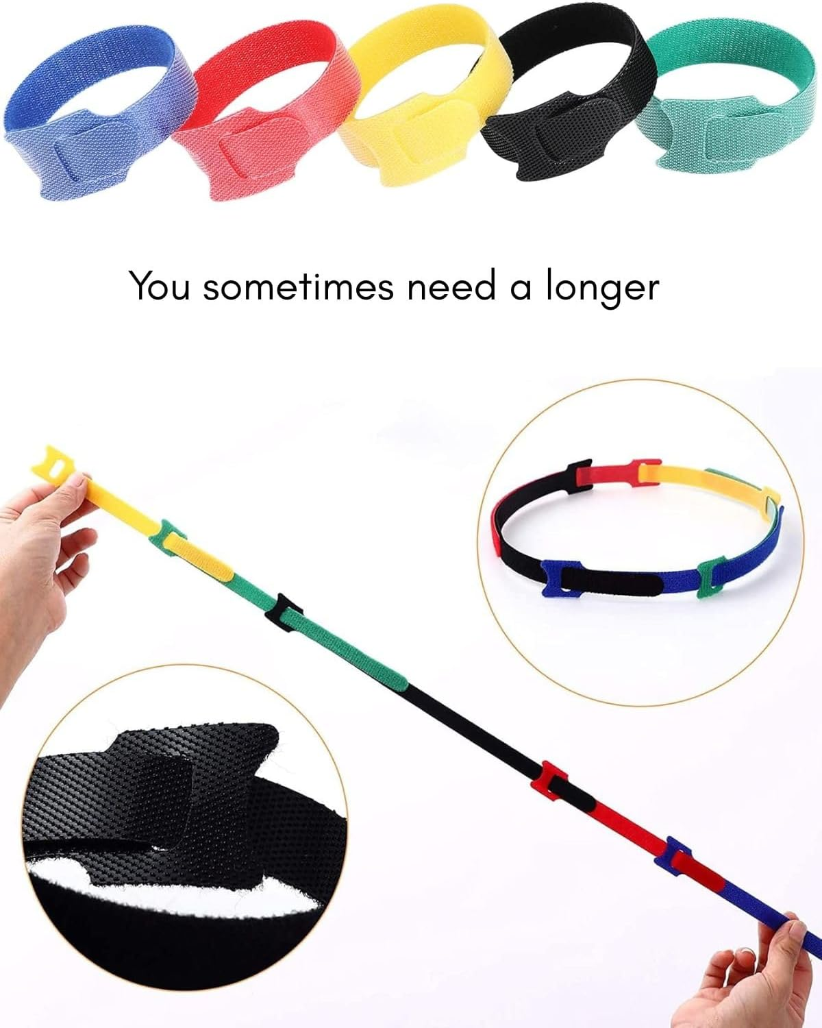 100 Pcs Heavy Duty Reusable Cable Ties 15 Cm (6 Inch) - Adjustable Cord Organizer Straps for Wire Management, Home Office Electronics - 7 Colors image number 1