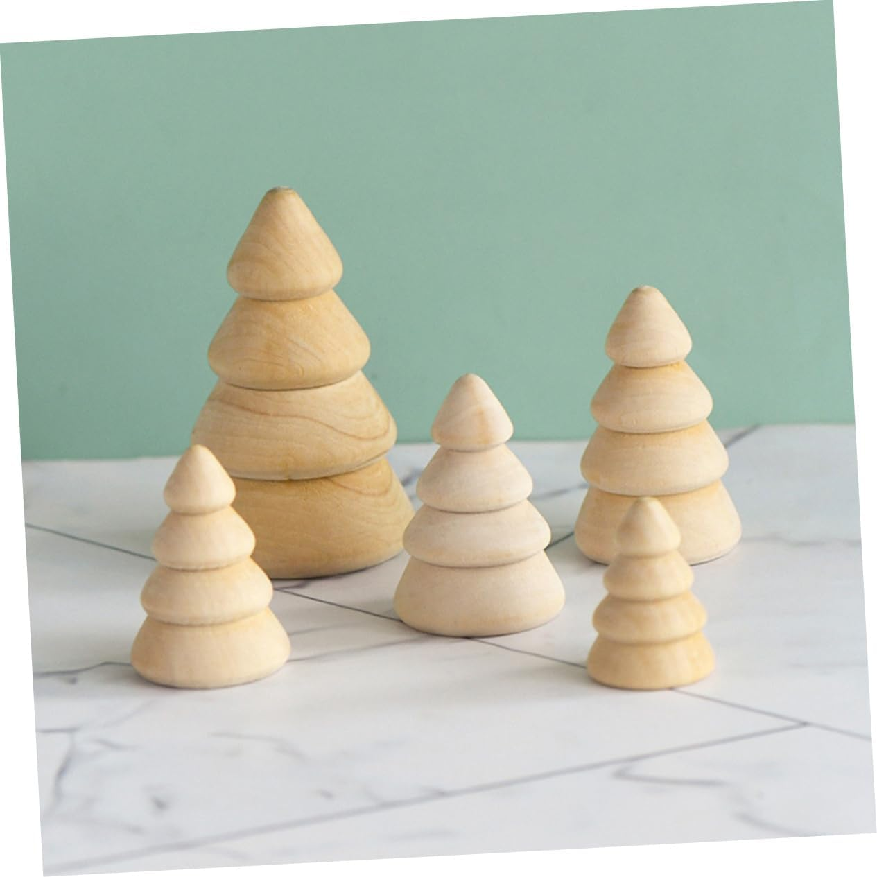 KONTONTY 5Pcs DIY Wooden Christmas Tree Crafts Unfinished Xmas Tree Cutouts Ornament for Christmas Decorations Home DIY Painting Craft Project image number 3