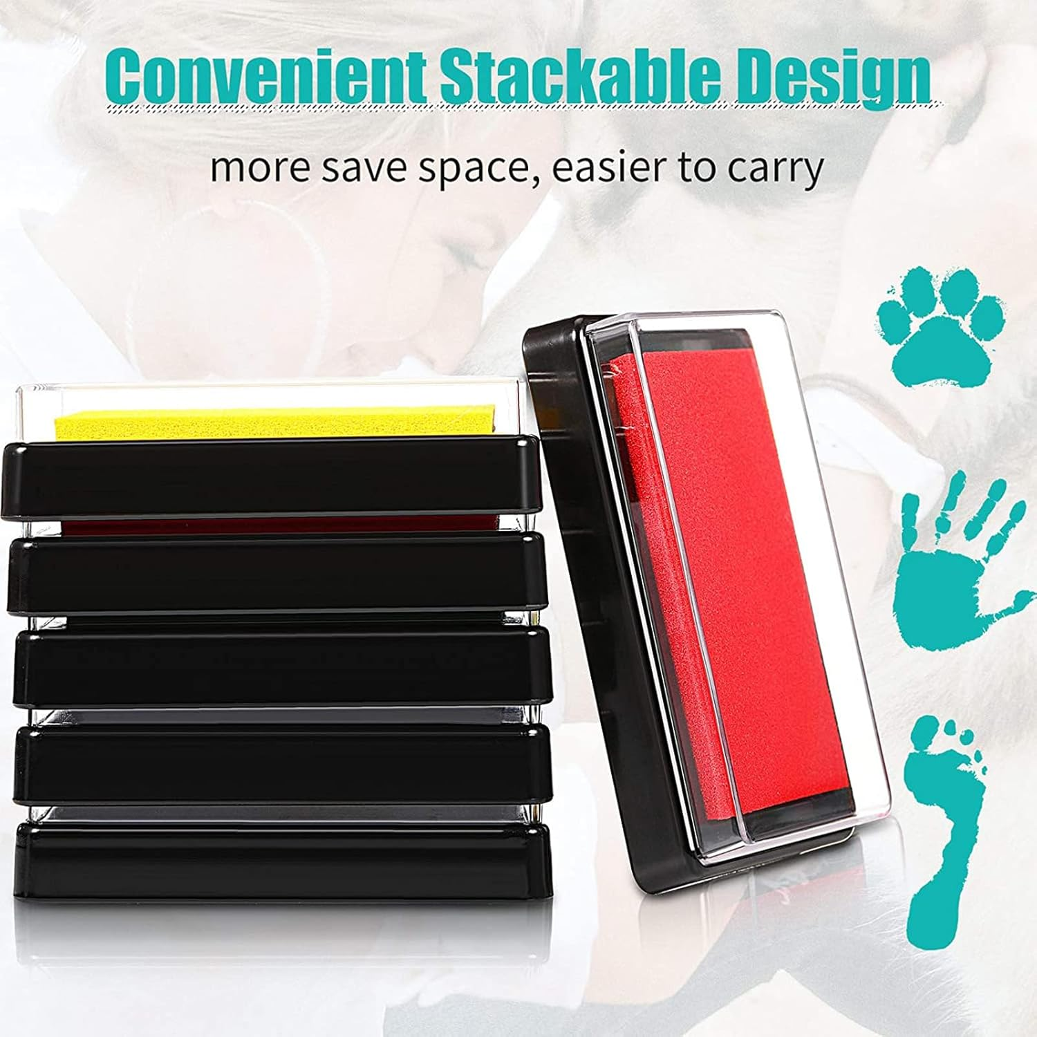 6 Reusable Baby Ink Pads, Footpri Ink Pads, Handpri Footpri Mud, Te Impressive Commemorative S for Boys and Girls, Non and Acid Ink, Easy to Wipe and Clean Skin 6Color image number 4