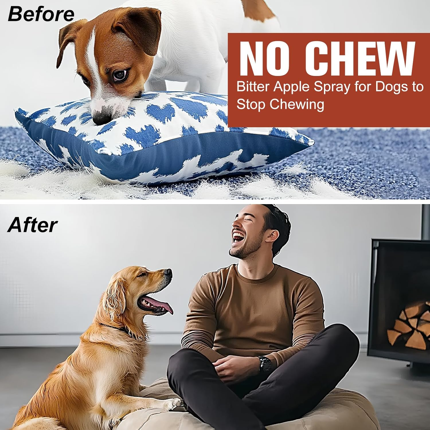No Chew Spray for Dogs Cats,Bitter Apple Spray for Puppy to Protect Furniture Shoes Belongings, Natural Dog anti Bite Training Aid Stops Chewing and Licking(2X4.06Fl.Oz),Non-Toxic, Alcohol-Free image number 4