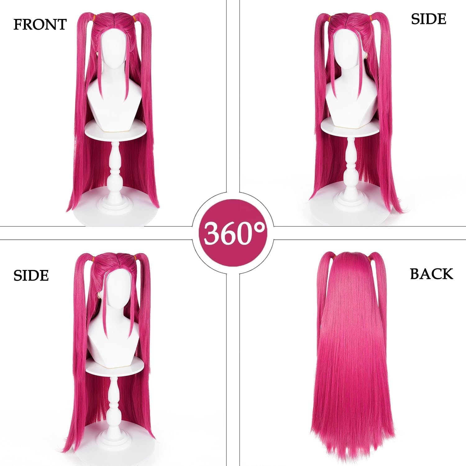 Long Hot Pink Wigs for Kids Girls Cartoon Movie Halloween Cosplay Wigs, for Girl, Women, Christmas, for Holiday Party image number 2