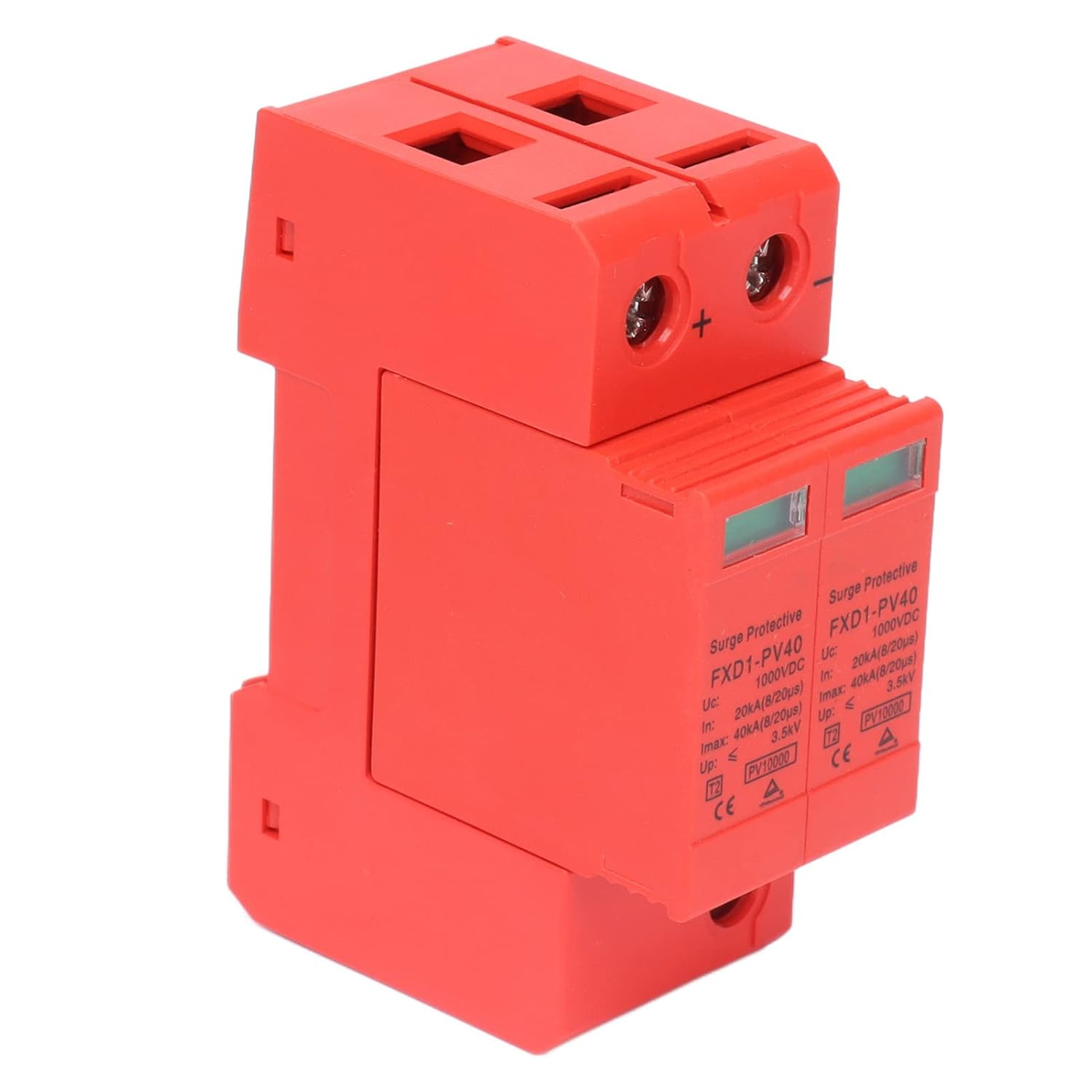 Hyuduo 2P SPD Protective Devices, 40Ka Maximum Discharge Current, Excellent Performance, Visual Window, PC Mystical/Fantasy Retardant Material, 2P Rail Installation, for 3.5Kv Voltage Level (#3)