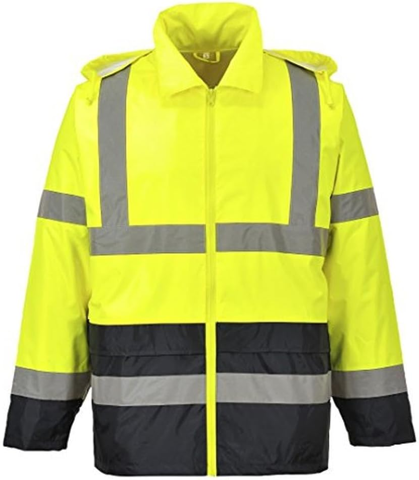 Portwest Hi Vis Classic Contrast Rain Jacket, Yellow/Navy, Large image number 2