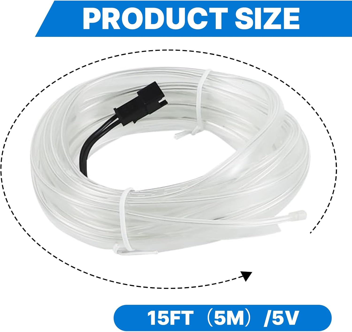 EL Wire Interior Car LED Strip Lights, 5M Usb-Powered Car Ambient LED Light Strip for Auto Indoor Gap Decorations Dashboard Accessories (Ice Blue) image number 4