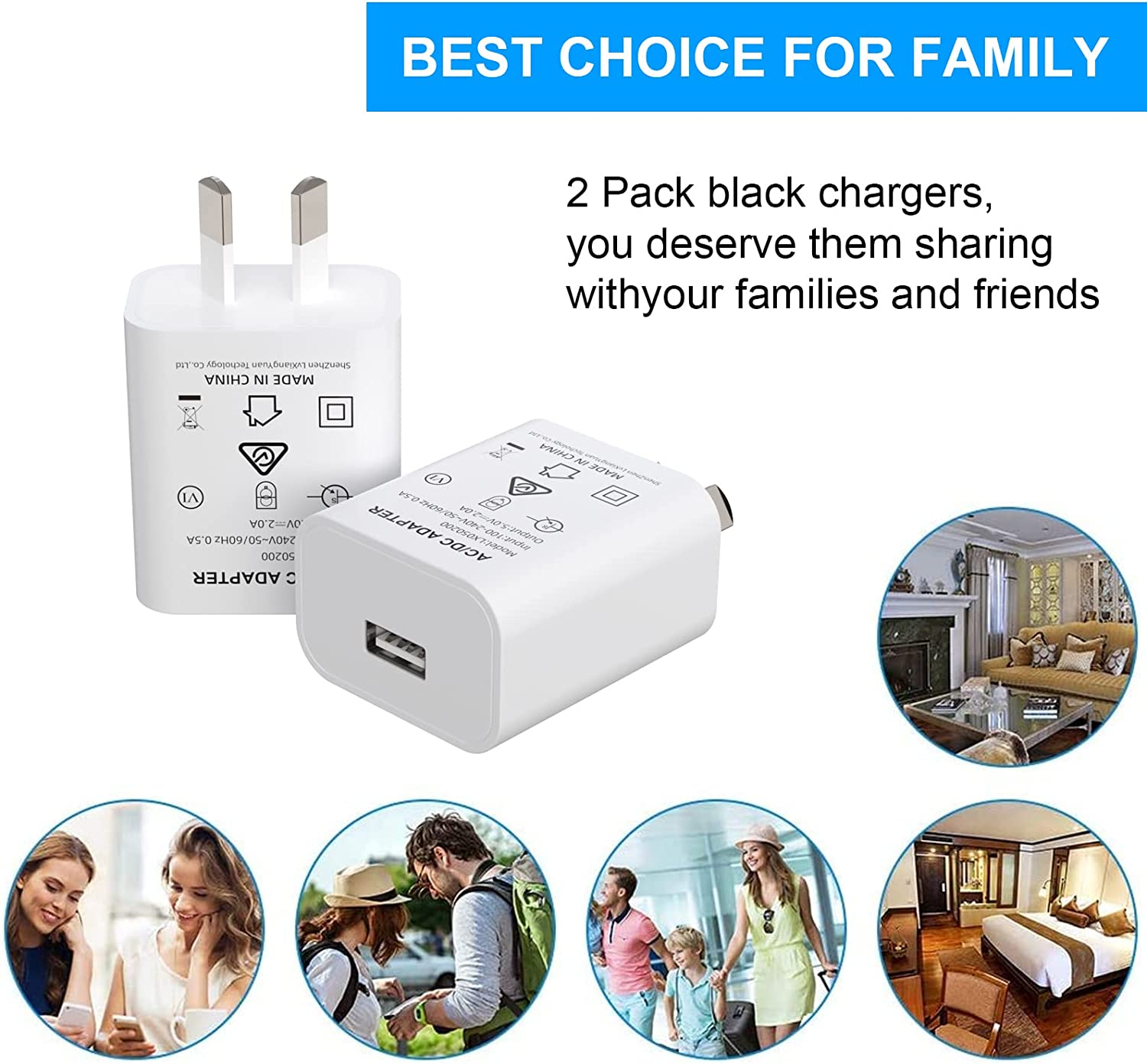 USB Wall Fast Charger BOLUX-JS. USB Wall Plug 5V 2A AC Power Adapter Compatible with Iphone,Pad,Tablet,Kindle and More (White 2Pack) image number 1