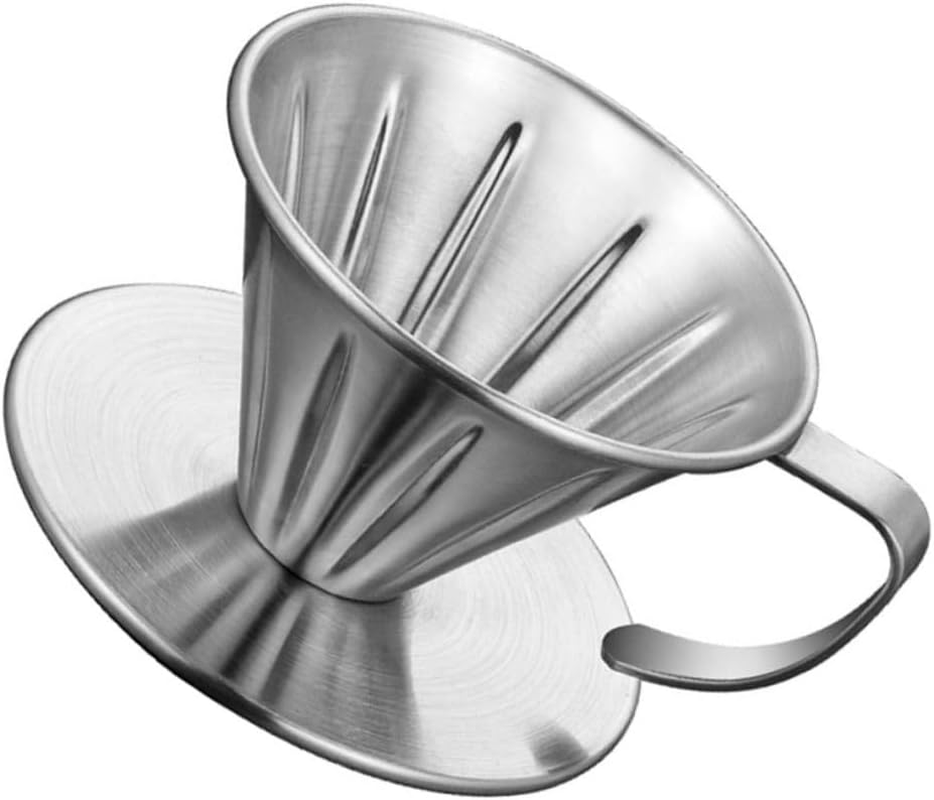 KONTONTY Stainless Steel Coffee Dripper Filter Funnel Handheld Tea Slag Funnel Reusable Coffee Strainer for Cups Brewing Easy to Clean Precision Filtering Tool