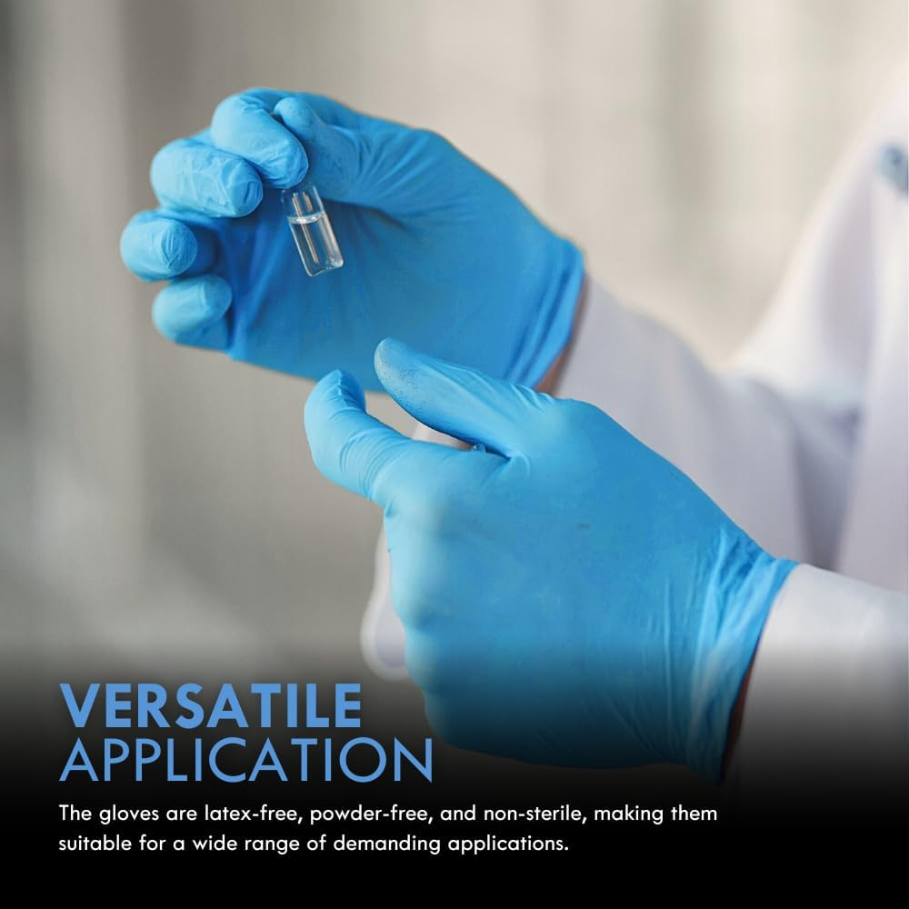 Clara Blue Nitrile Powder Free Disposable Examination Gloves, Finger Textured, 3.0G, 100 Pieces image number 6