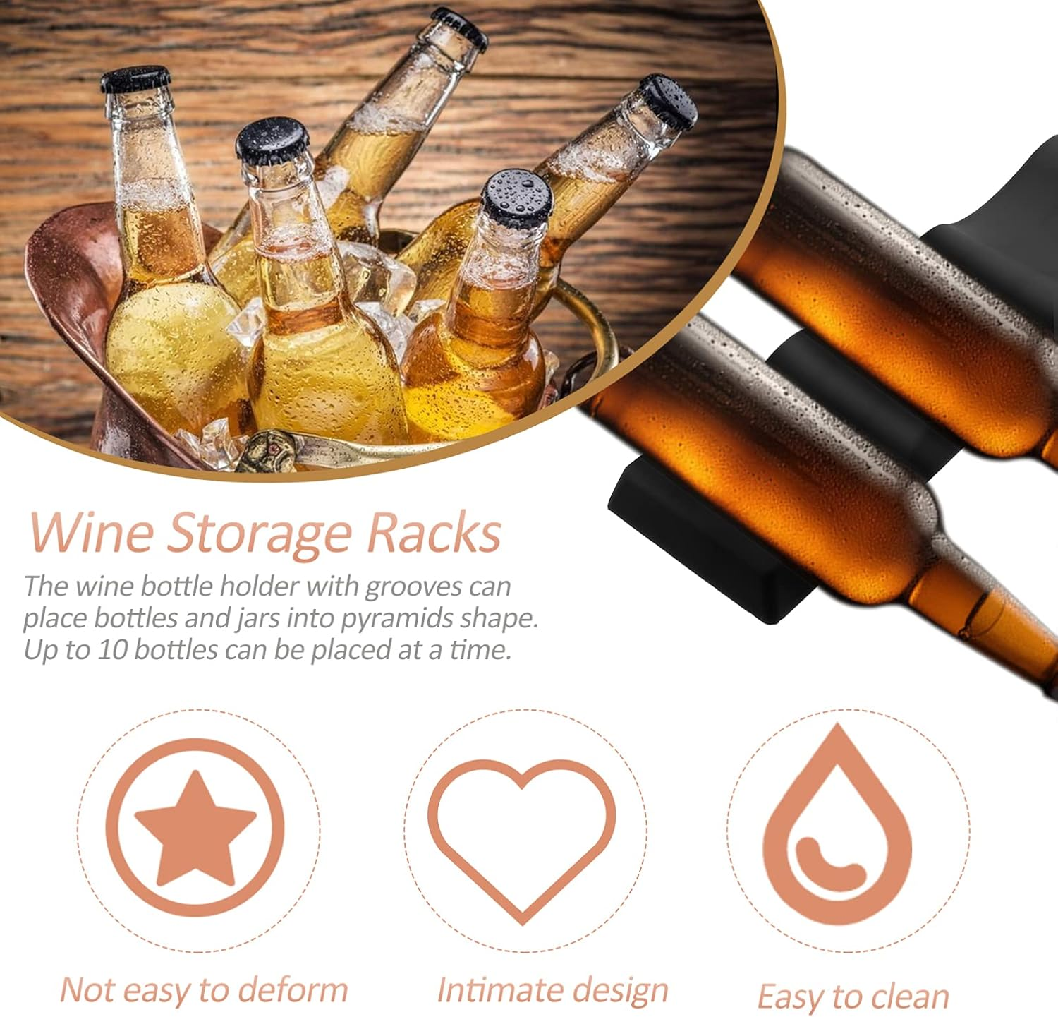 STOBAZA 2Pcs Silicone Wine Bottle Stacker Folding Holder Wine Rack Storage Rack for Kitchen Bar Bottle Stacker Organizer image number 3