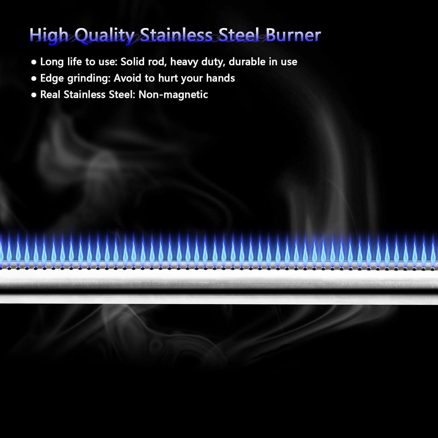 Evervanz 60040 Grill Burner Tube for Weber Q100 Series, Stainless Steel Burner Tube for Q100, Q120, Q1000, Q1200, 386001, 516002 Gas Grills, Replacement for 69957, 41657, for Q1200