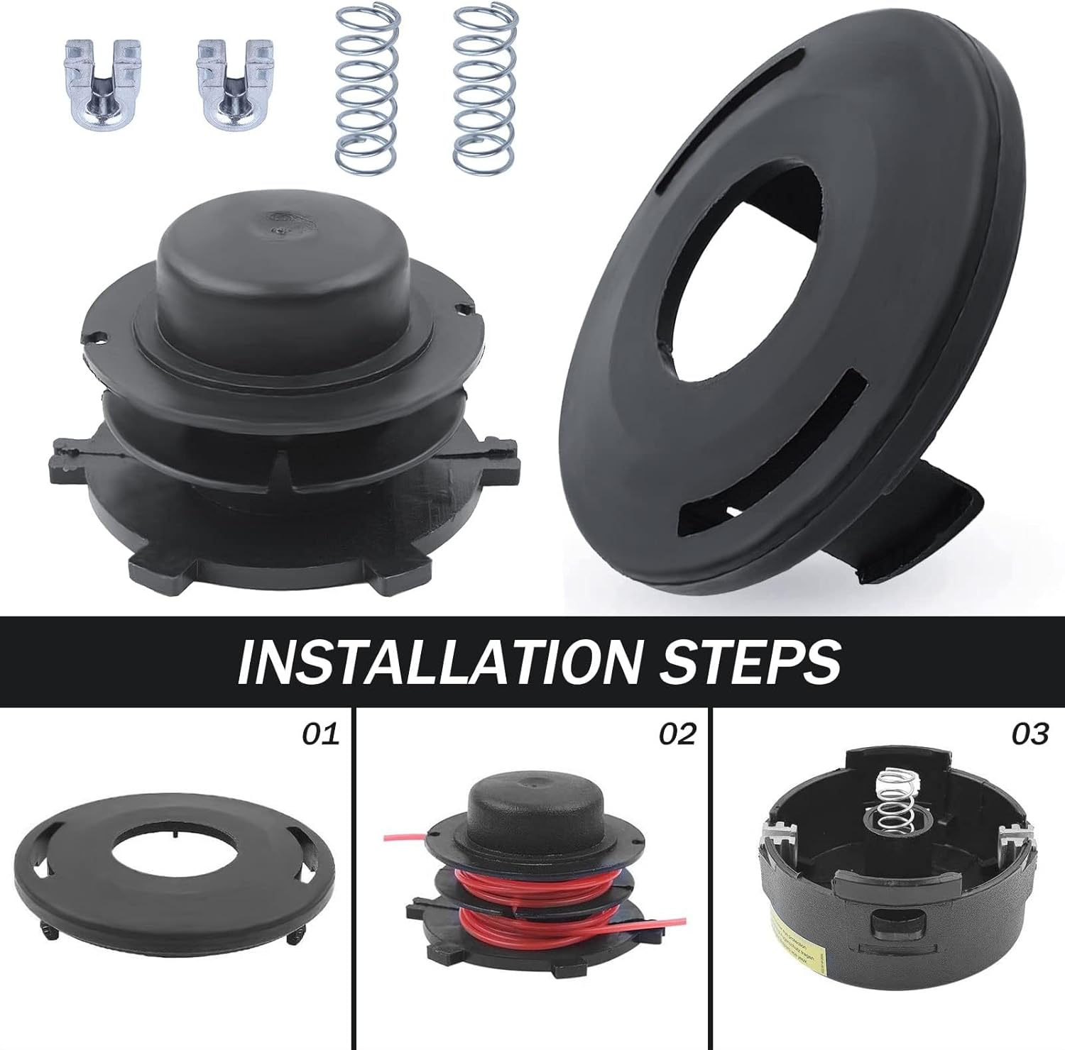 Adefol String Trimmer Parts Head Spool and Cover Cap 6Pcs Kit for STIHL FS44 FS80 FS83 FS85 FS90 FS100 FS110 FS120 FS130 FS200 with Spring, Line Feed Eyelet Accessories image number 6