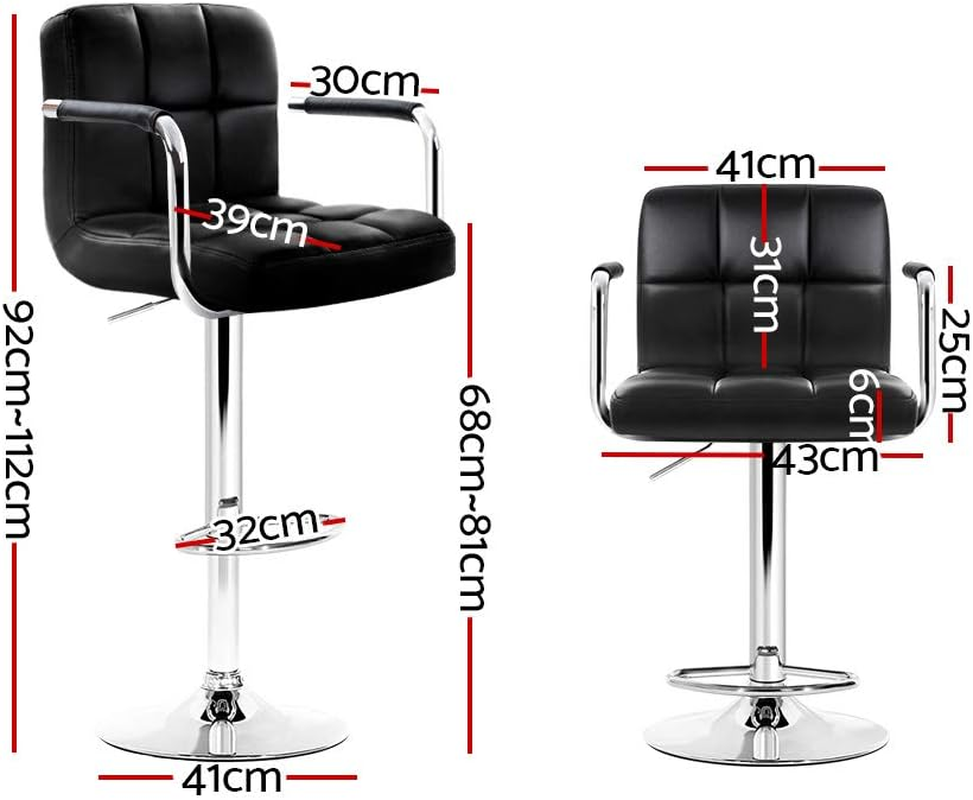 Artiss Bar Stools Stool Set of 4 Adjustable Kitchen Swivel Counter Barstools Dining Chair Gas Lift Leather Black in 68-81Cm Seat Height Floor for Home Bar Dining Room Cafe Outdoor Indoor image number 6