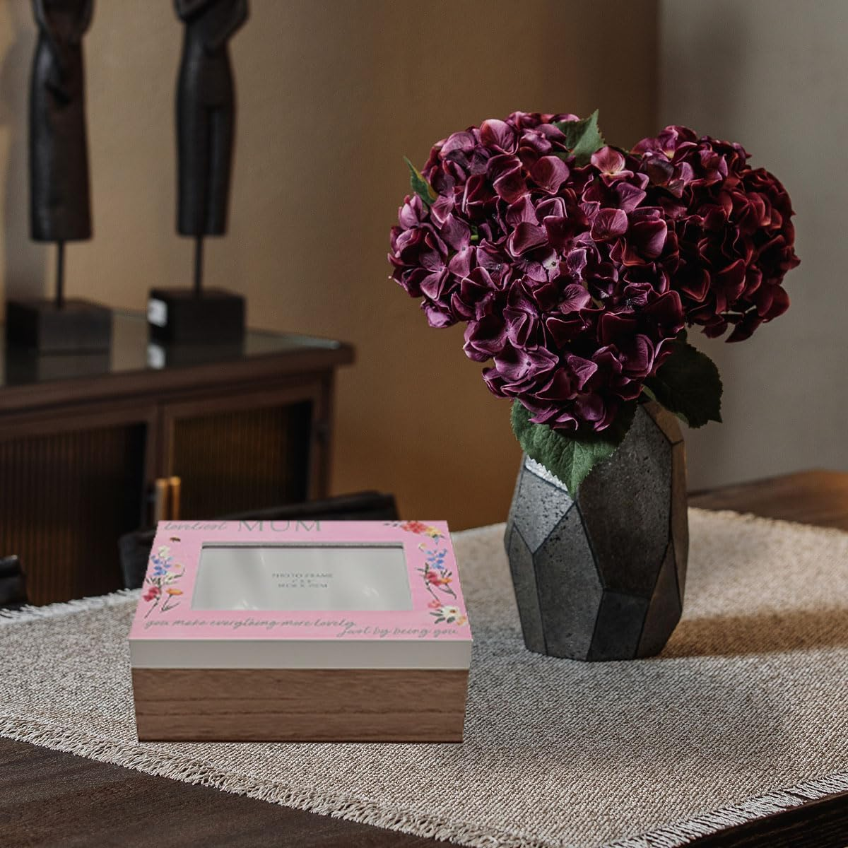Widdop Loveliest Mum Wooden Keepsake Box Pink I Love You Mum Gift Mother'S Day Present Memory Box with 4" X 6" Photo Aperture Thoughtful Birthday Christmas