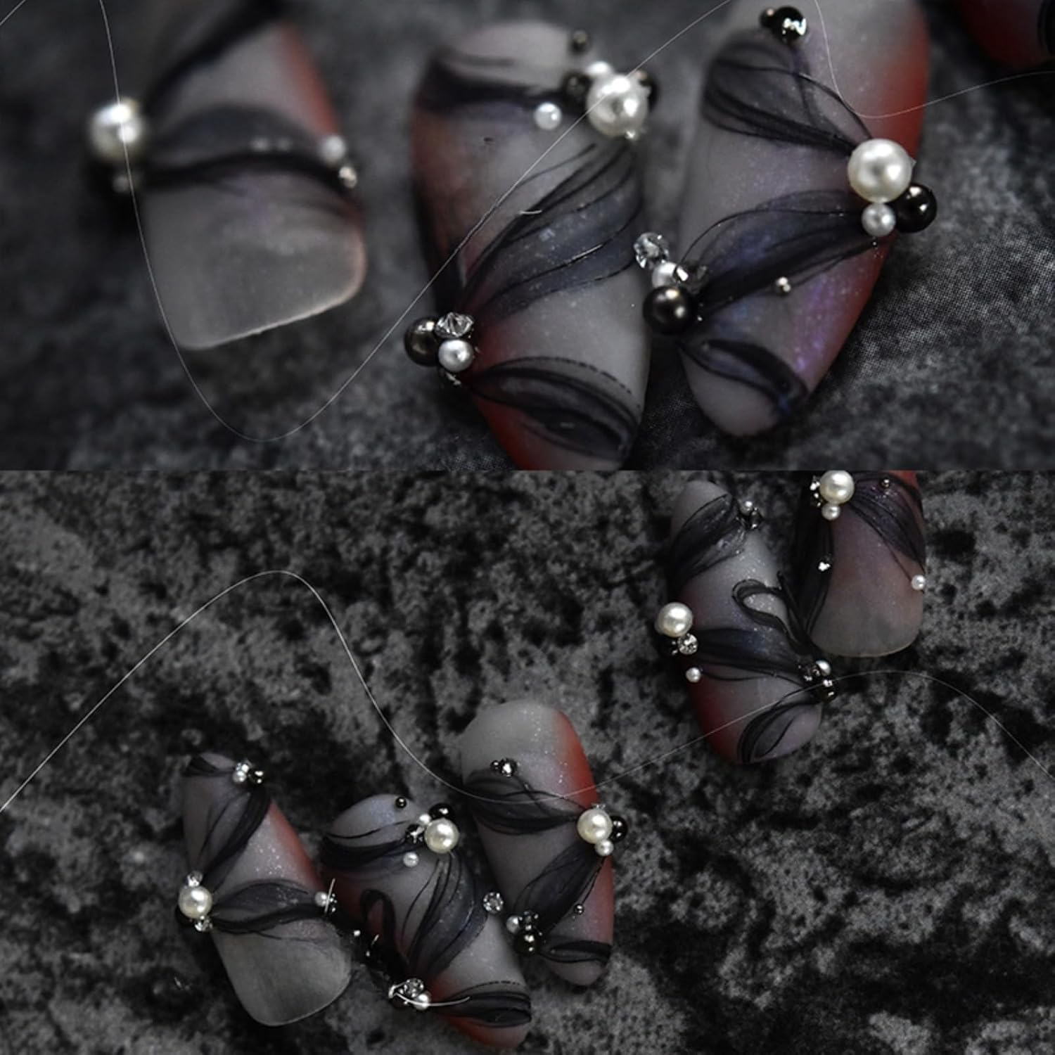 Nail Art Stickers Decals Stripe Line Nail Decals Self Adhesive Wave Nail Art Stickers for Women Girls DIY Nail Art Decorations Supplies (Black) image number 4