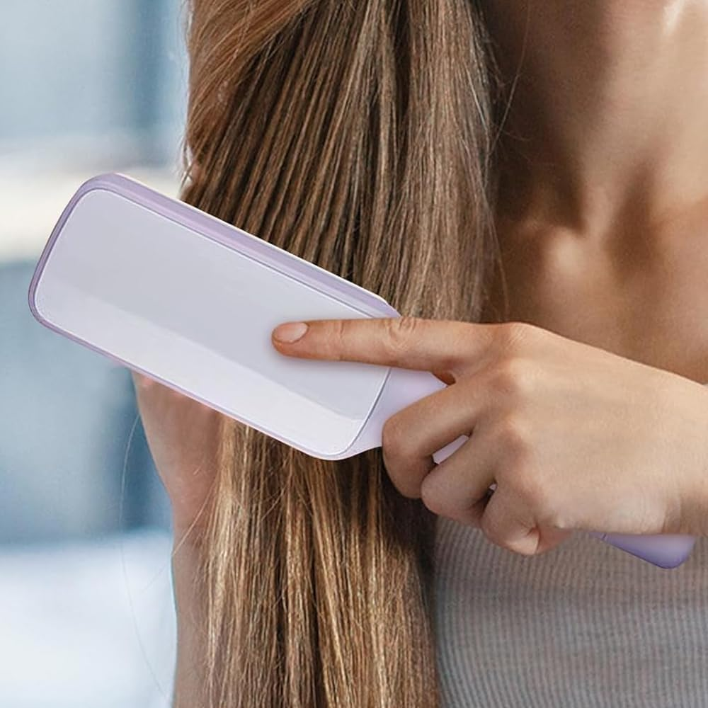 Laroal Purple Self Cleaning Hair Brush, Retractable Cleaning Comb, Anti-Static Hair Brush for Curly, Short and Straight Hair image number 5