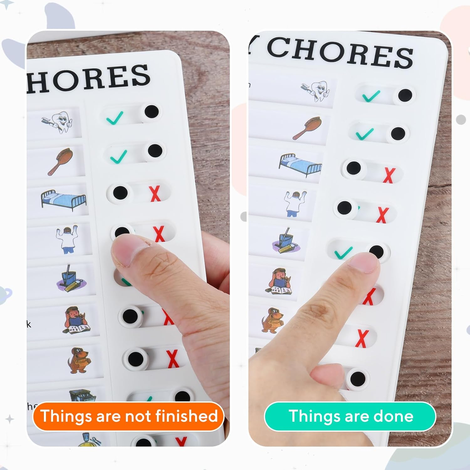 Chore Chart Memo Board 2 Pieces, Portable RV Checklist Board with 10 Blank Cardstock, Detachable Plastic DIY Message for Home Office Travel image number 5