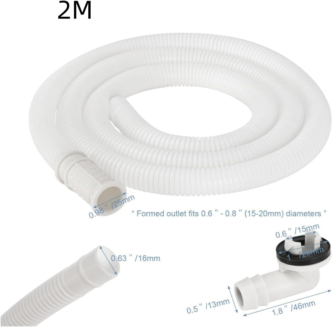 MILIOG Universal Air Conditioner Drain Hose Kit, 2M Flexible Plastic Tubing with Adjustable Adapters for Mini Split/Portable Ac/Dehumidifier/Washer - Leak-Proof Durable Drainage Pipe Accessories image number 5