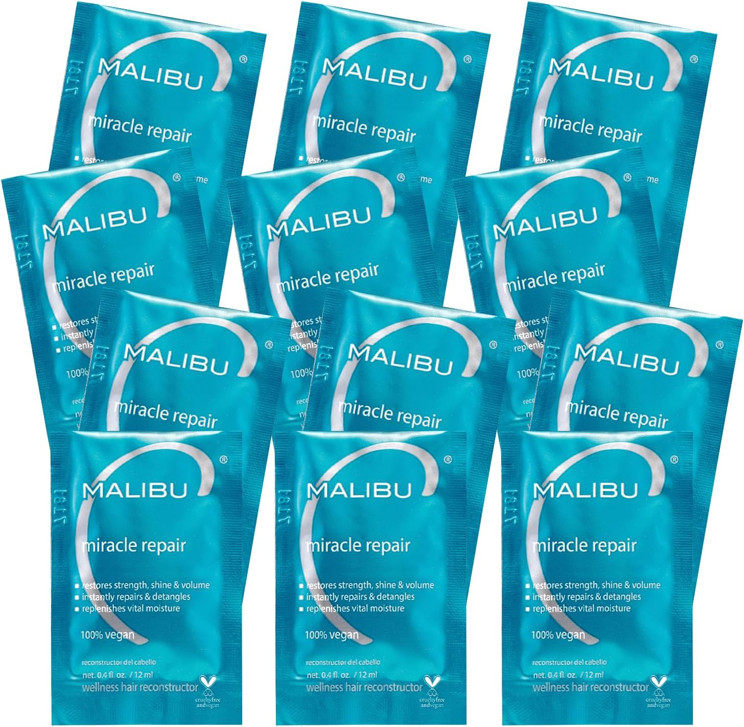 Malibu C Miracle Repair Wellness Hair Treatments 12-Piece Sachets image number 1