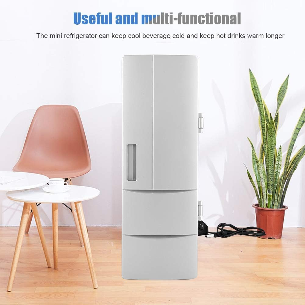 Dpofirs Portable LED Mini USB Refrigerator, 10W Mini Fridge for Bedroom Car Office Desk College Dorm Room 5V DC, Portable Thermoelectric Cooler for Bedroom, Make Up