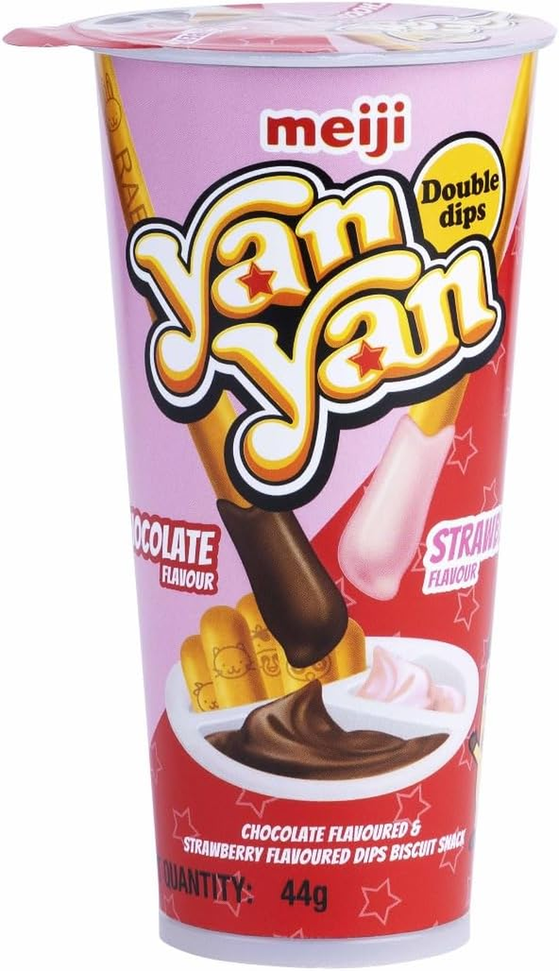 Meiji Yan Yan Chocolate and Strawberry Flavor Biscuits 44G 10 Pack image number 3