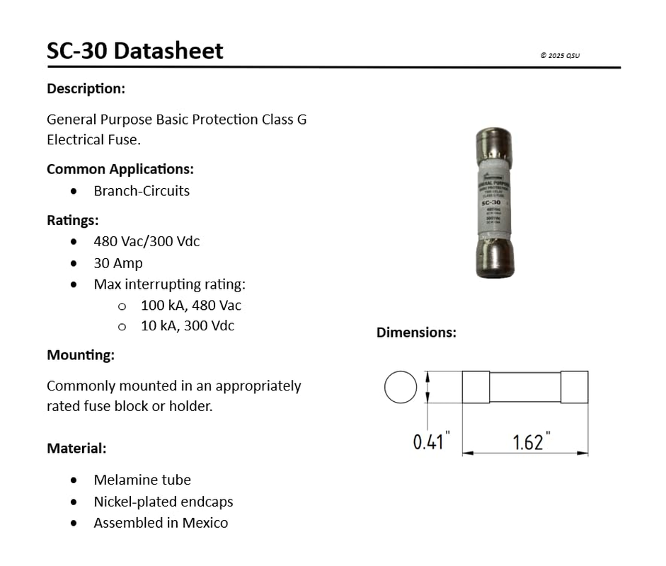 SC-30 30 Amp Class G Time Delay Fuse (2 Pack) QSU
