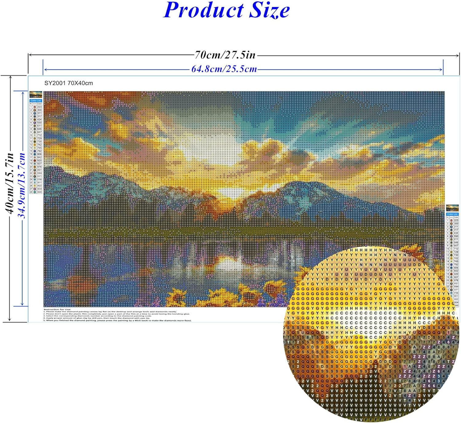 70 * 40CM Full Drill Large Diamond Painting Kits for Adults, round 5D Diamond Art Kits Beginners, Decorative Painting for Living Room, New Home Gift.