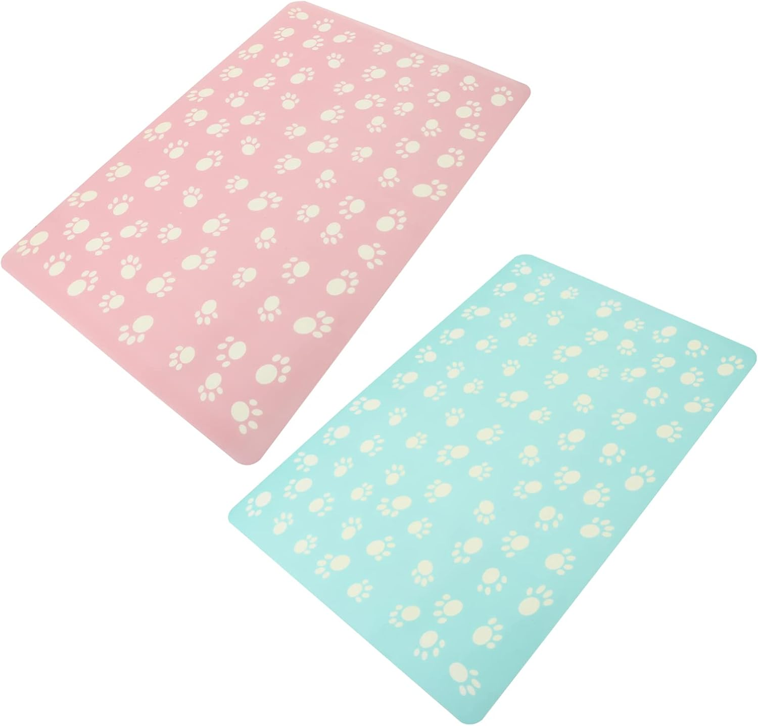 2Pcs Pet Feeding Mat Dogs Cats Non-Slip Placement Tray Cushion to Stop Food Water Bowl Messes on Floor for Home Pet Shop