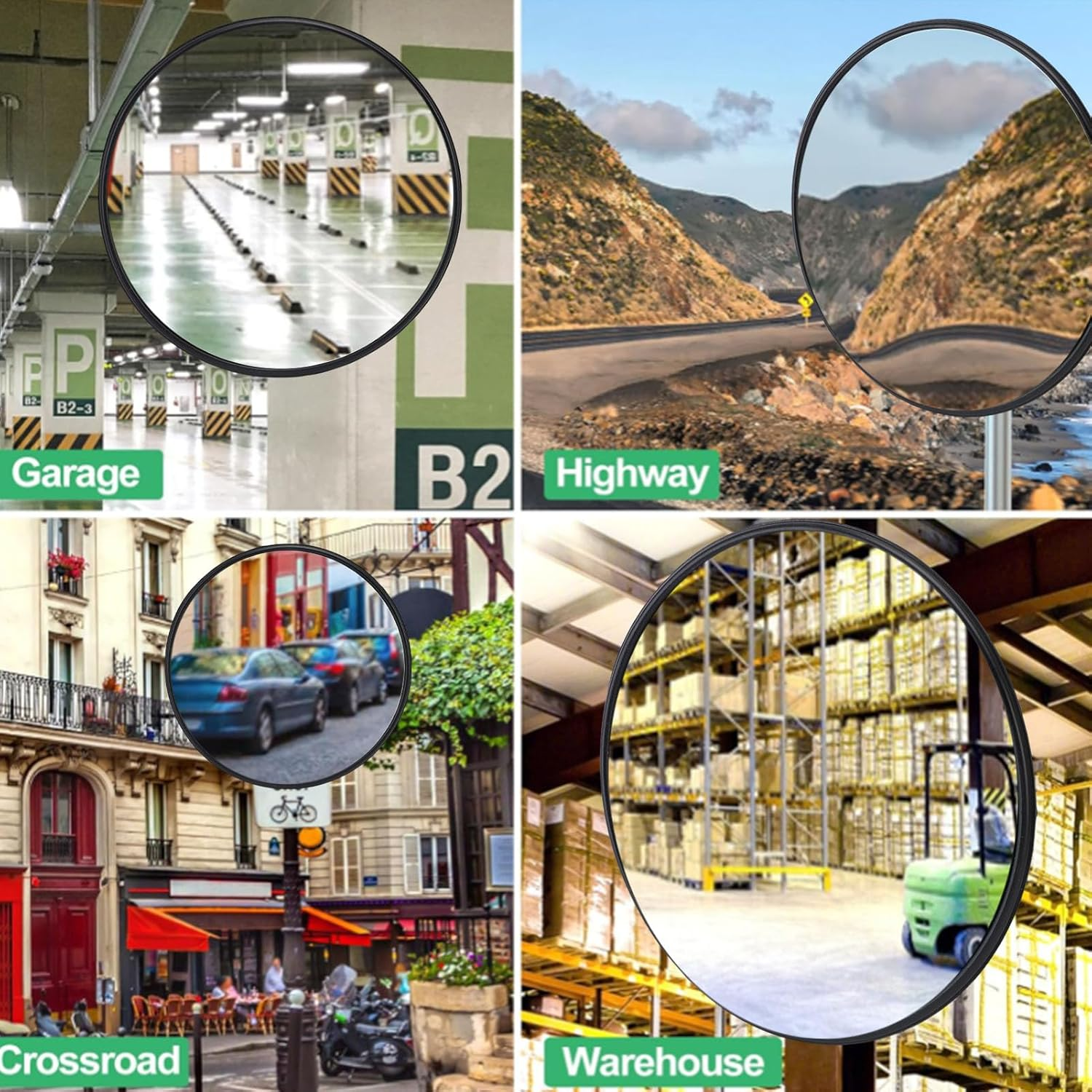 Generic Traffic Mirror, round Wide Angle View Blind Spot Convex Mirror, Wall Mounted Curved Security Mirrors for Indoor or Outdoor Use, Garage, Driveway, Warehouse, Parking Lot (30Cm) image number 5