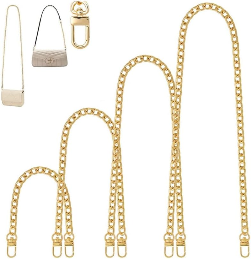 4 Pcs Replacement Purse Chains for Shoulder Handbags and Crossbody Bags, Metal Buckles,Gold Handbag Chain Straps image number 5